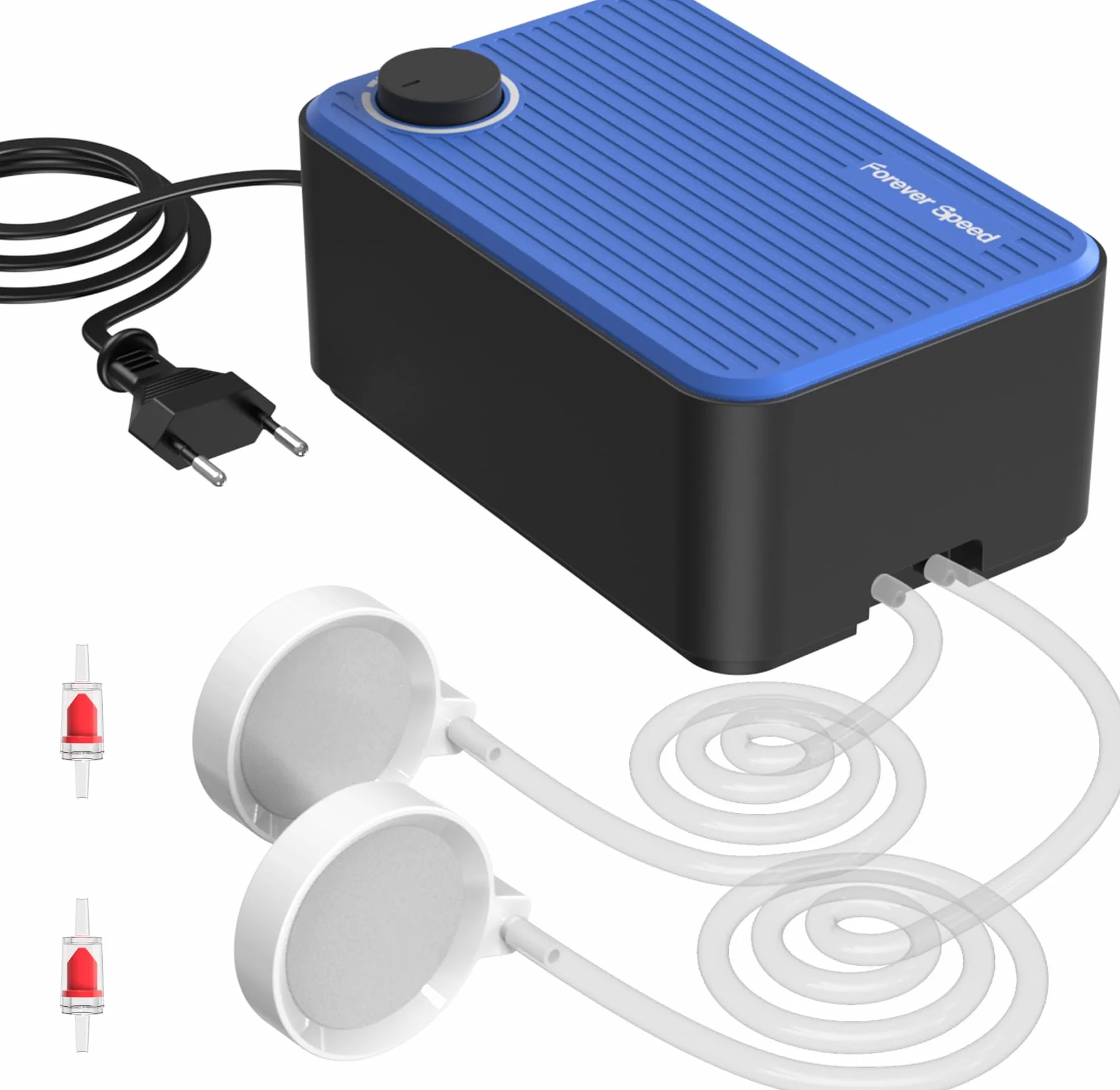 Forever Speed Ossigenatore per Acquario Ultra silenziosa 5.5W, 240L/H Aeratore Acquario con Flusso d'aria Regolabile,Pompa ad Aria per Acquario per 60-400L