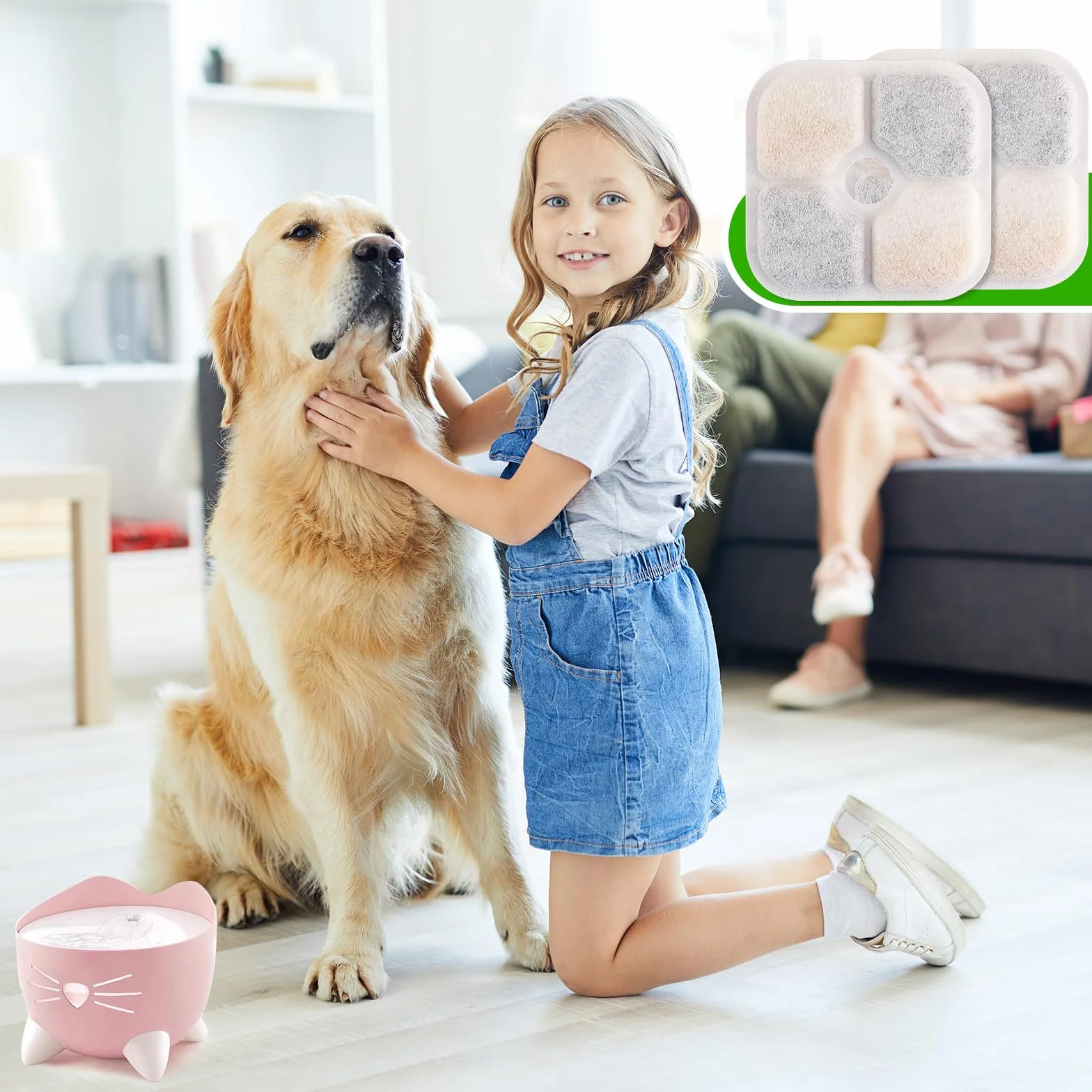 20 Pezzi Filtro Fontanella per Gatti con Resina e Carboni Attivi, Filtri di Ricambio Compatibili con Catit Pixi, Accessori Fontana Acqua per Gatti e Cani