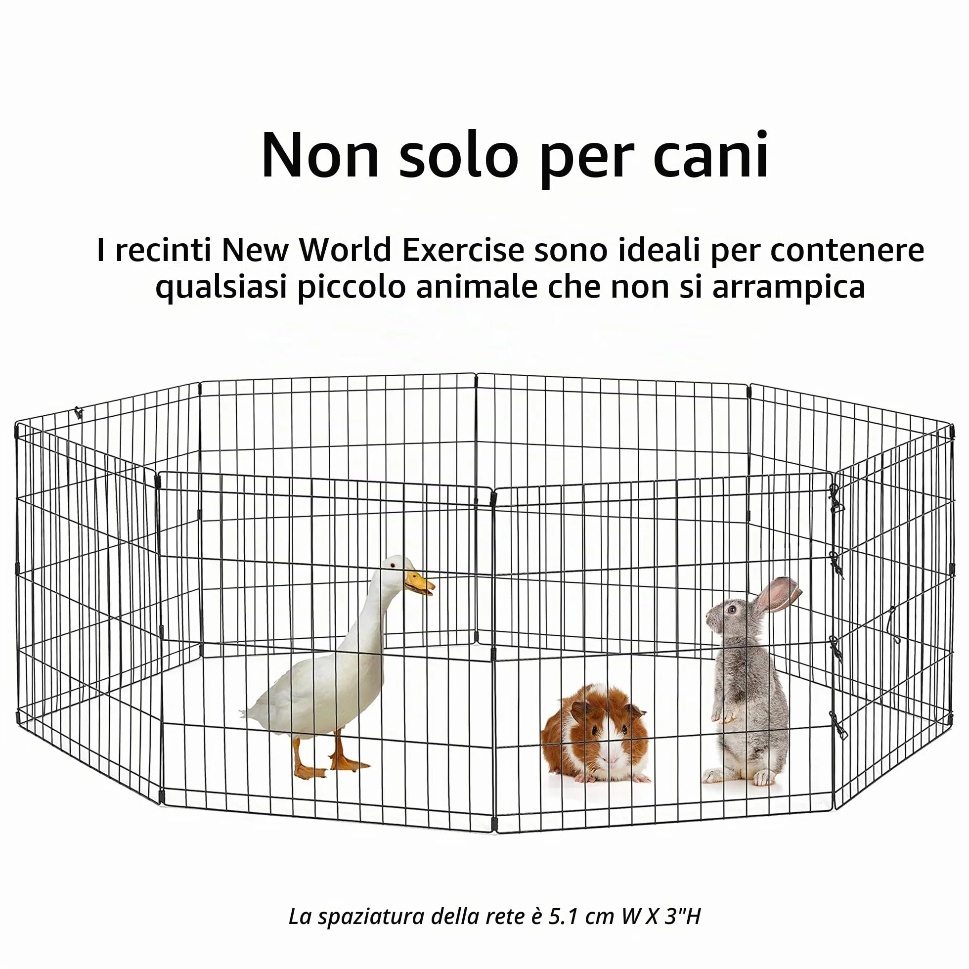 New World Recinto pieghevole in metallo per cani 1,5 m alto 61 cm nero