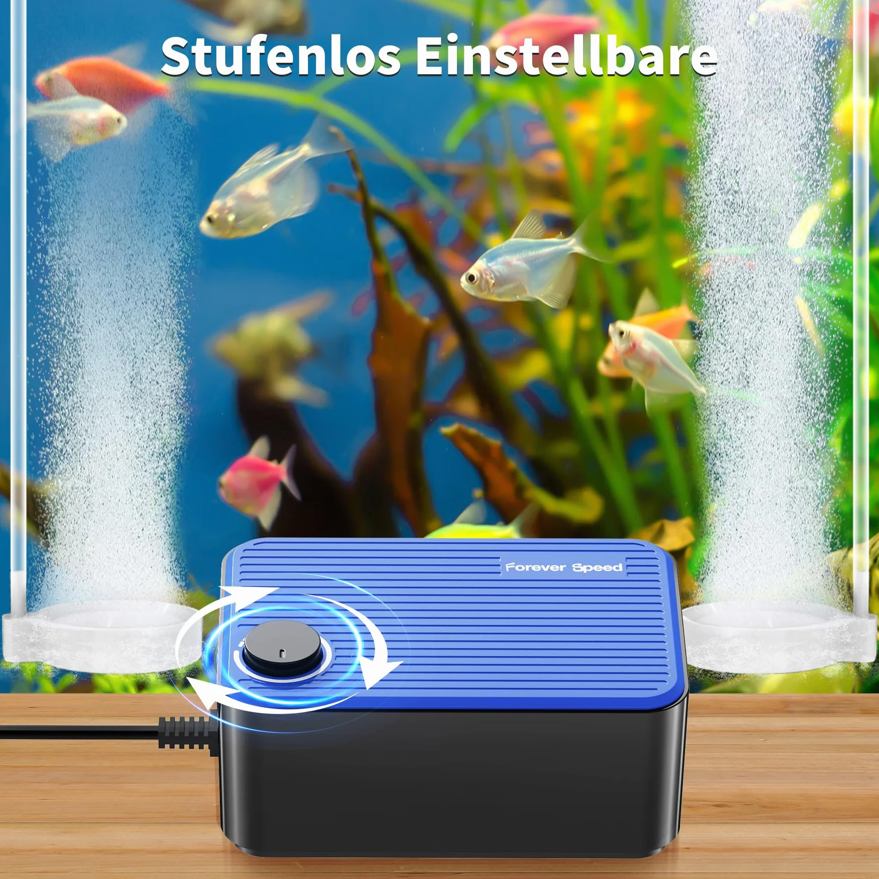 Forever Speed Ossigenatore per Acquario Ultra silenziosa 5.5W, 240L/H Aeratore Acquario con Flusso d'aria Regolabile,Pompa ad Aria per Acquario per 60-400L