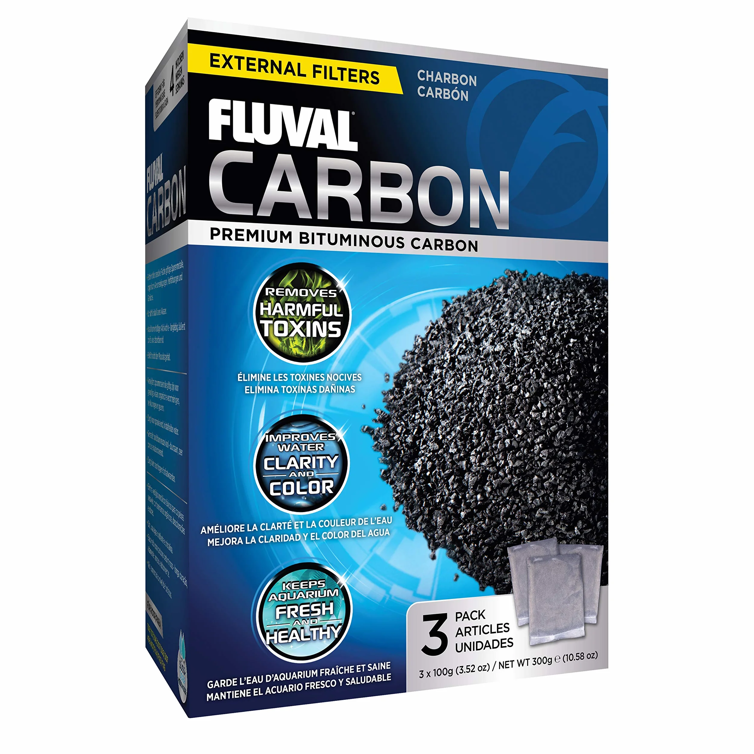Fluval A1440 Carbone Attivo, Pacco Triplo da 300 G