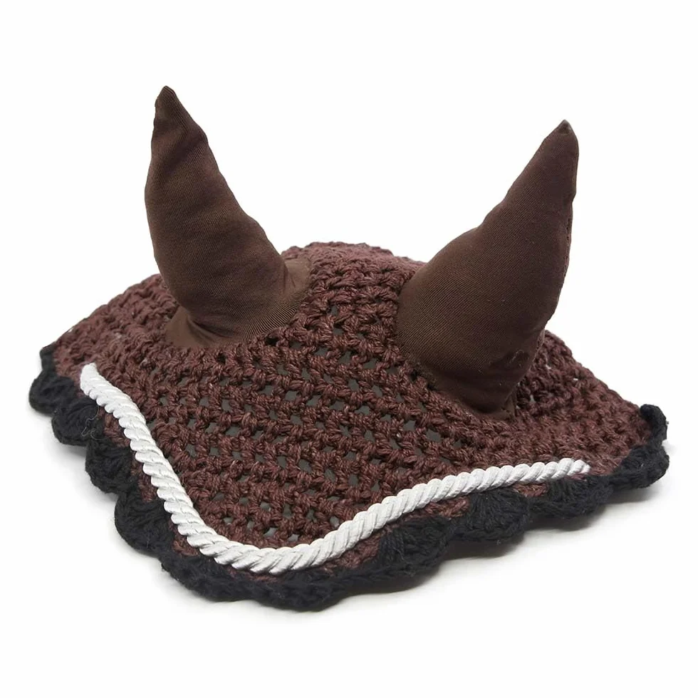 Set di accessori marrone cioccolato per Hobby Horse e cavallo stick: cavezza muta con cordino + coperta + berretto anti-mosche