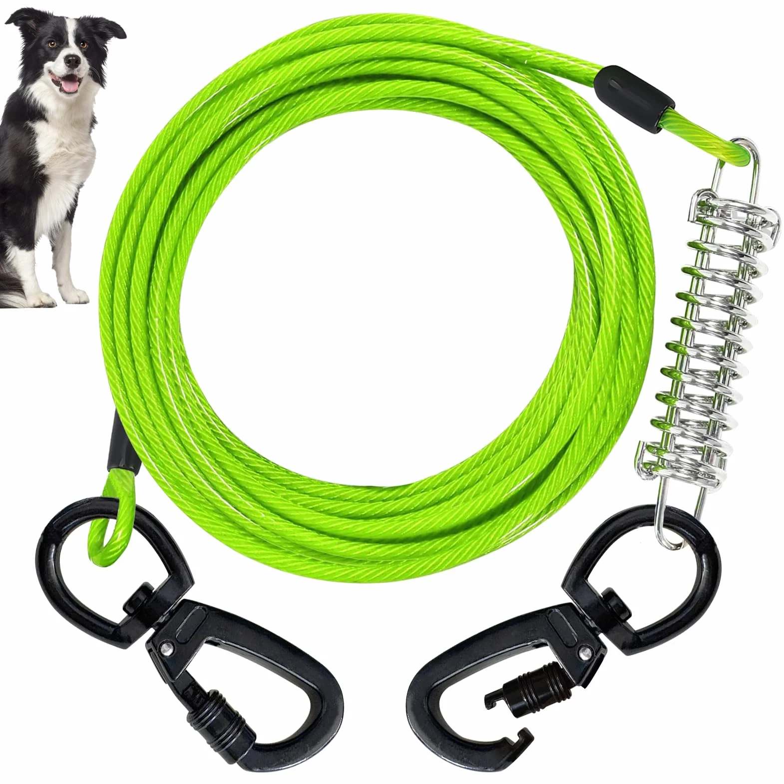 Guinzaglio esterno,resistente da 4 mm, per cani con gancio girevole, cavo in acciaio leggero, guinzaglio per giardino, terreno libero e viaggi (3m)