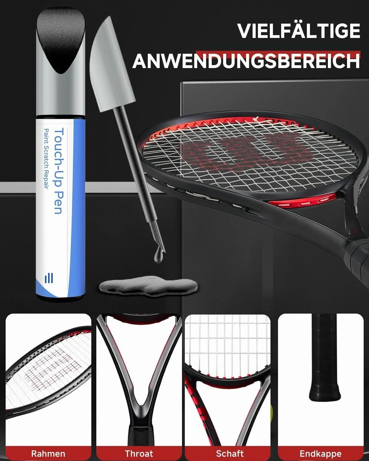 Wilson Pennarello nero per racchetta da tennis riparazione graffi rinnovamento colore