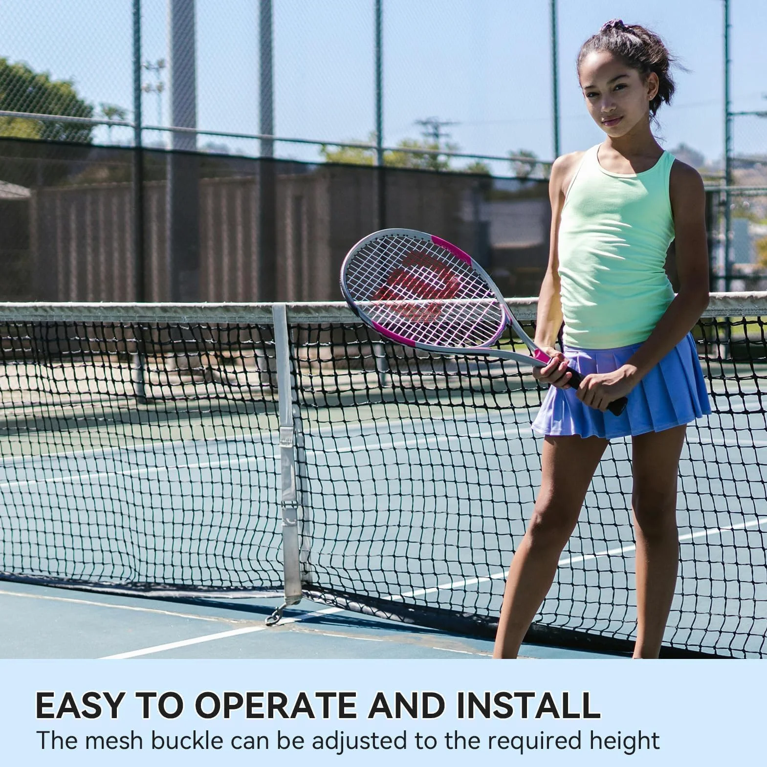 Cinghie per Rete da Tennis 2,2m x 5cm Centrale Altezza Regolabile con Fibbia in Acciaio Inossidabile