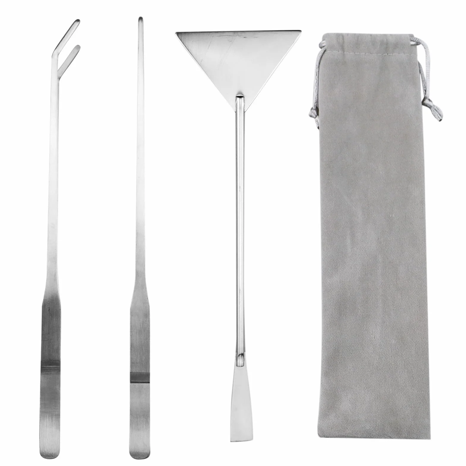 Aquascape kit attrezzi acquario 3 in 1 acciaio inox set spatole sabbia con sacchetto flanella