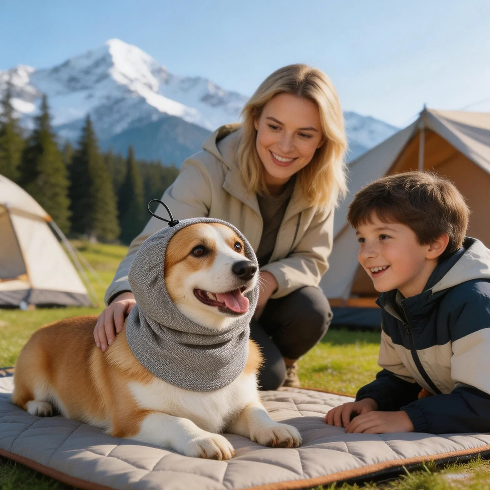 Copriorecchie Cane Rinfrescante, Snood Estivo Regolabile per Cani, Ideale per Spiaggia e Viaggi