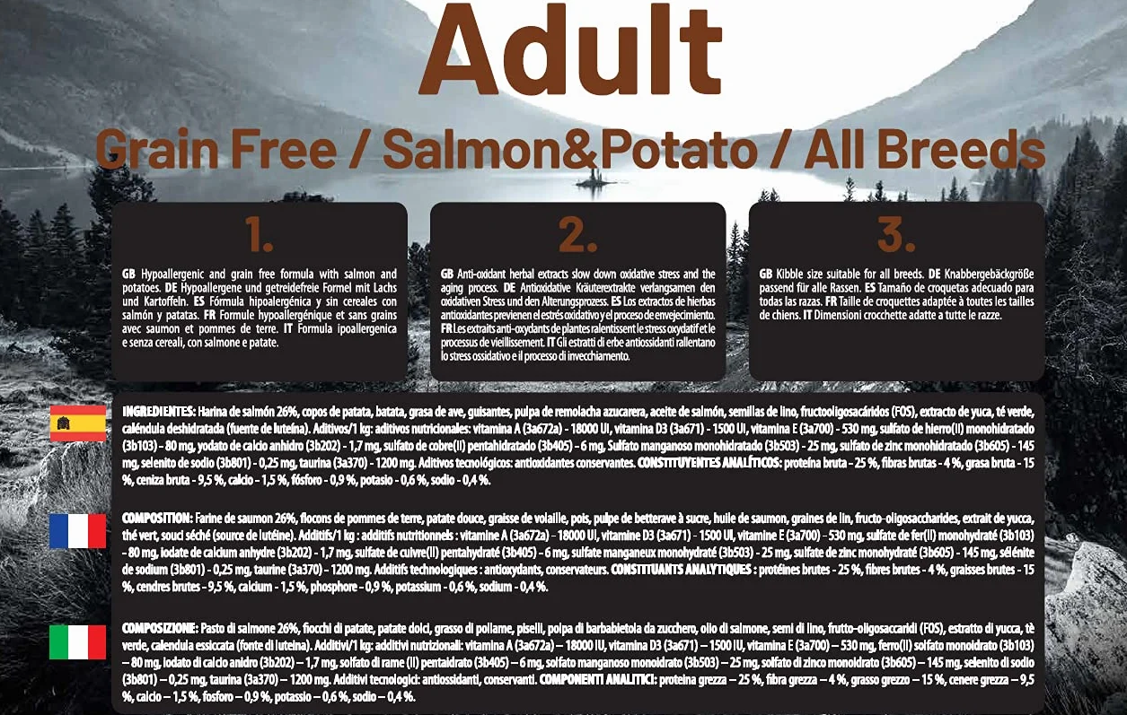 The Hunger of the Wolf Cibo secco per cani adulti senza cereali salmone e patate 14 kg