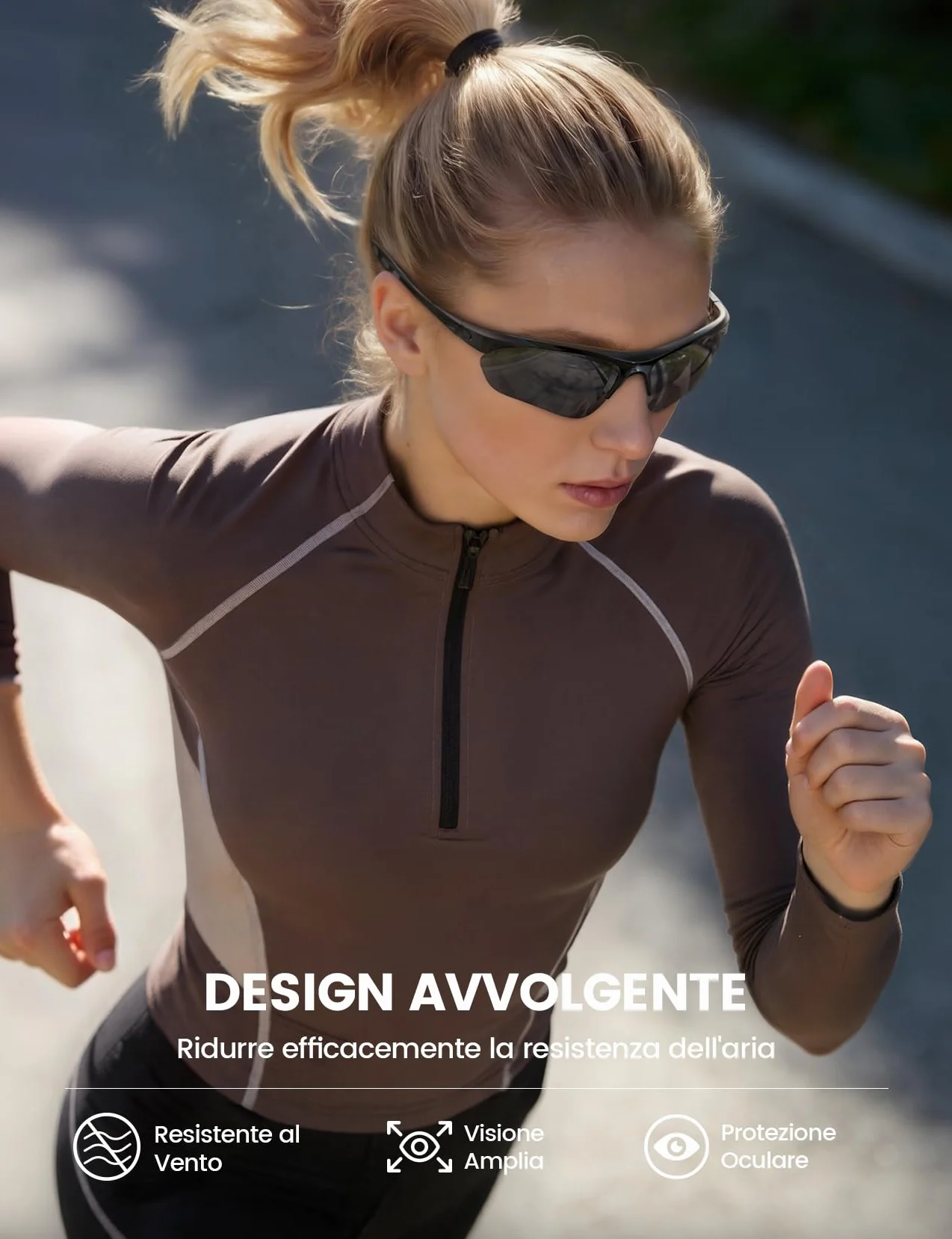 Lamicall Occhiali da Sole Ciclismo Polarizzati - [22g & Design Avvolgente] UV400 Protezione, TR90-Montatura, Nasello Regolabile, Occhiali da Sole Sportivi Multifunzionali per Pesca/Corsa/Escursionismo