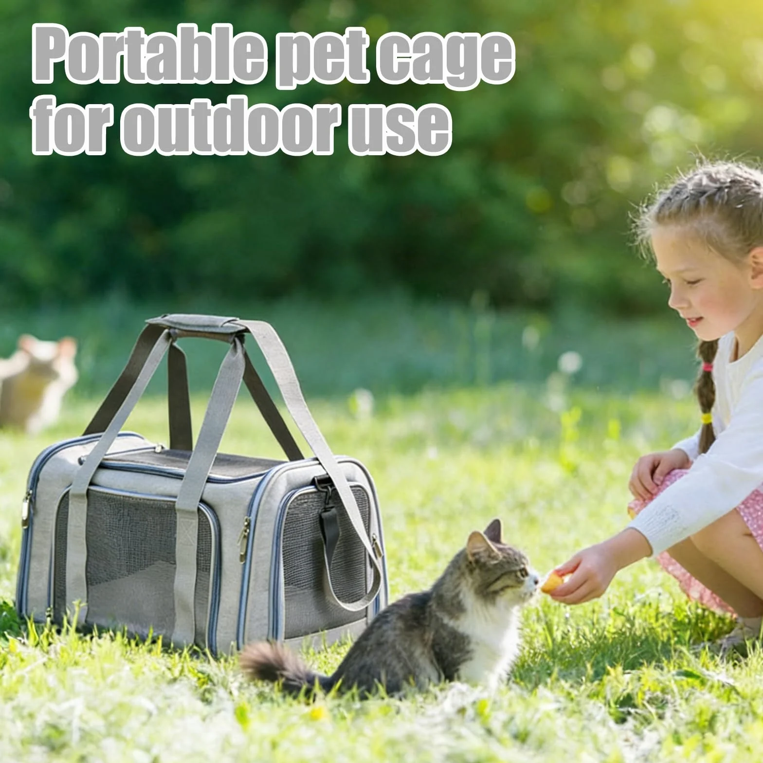 Borsa per il trasporto del gatto: pieghevole e traspirante, borsa per il trasporto di cani, comoda per gatti fino a 5 kg, viaggi e gite 45 × 30 × 30 cm