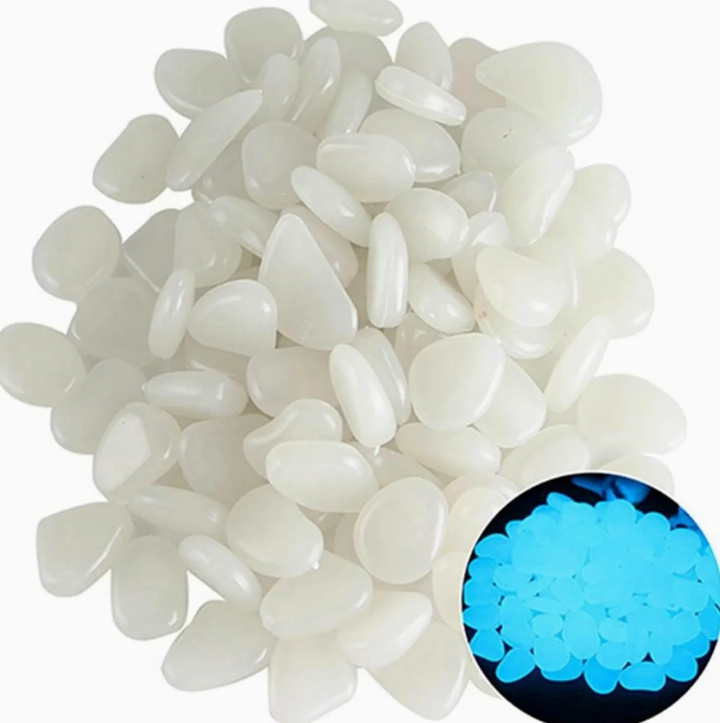 Ciottoli luminosi for acquari, Ciottoli da giardino, 500/1000 pezzi di rocce luminose, paesaggistica, for passerella, percorso nel cortile, rocce for acquari (Colore : Blu, Dimensioni : 500 pezzi) ( C
