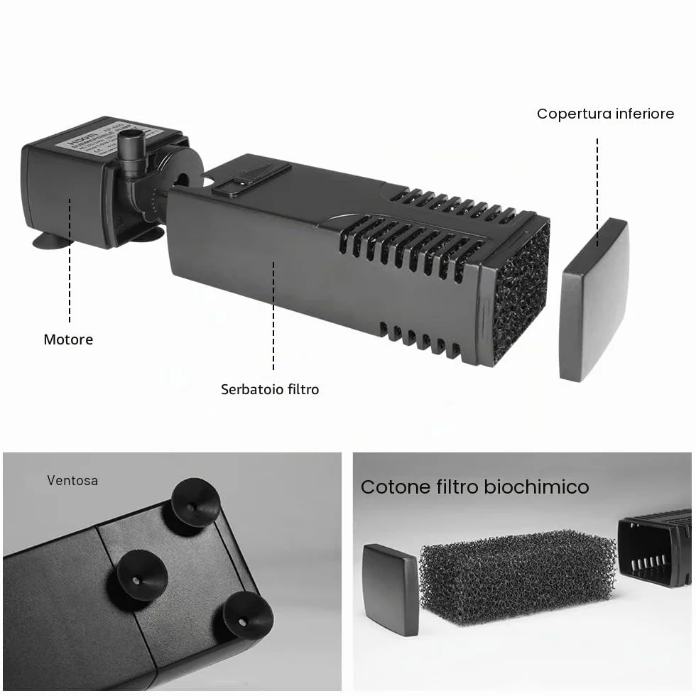 flintronic Filtro per Acquario, 300L/H Filtro Interno per Acquario per 60L Piccoli Acquari, Acquari Freddi o Tropicali, Acquario per Tartarughe