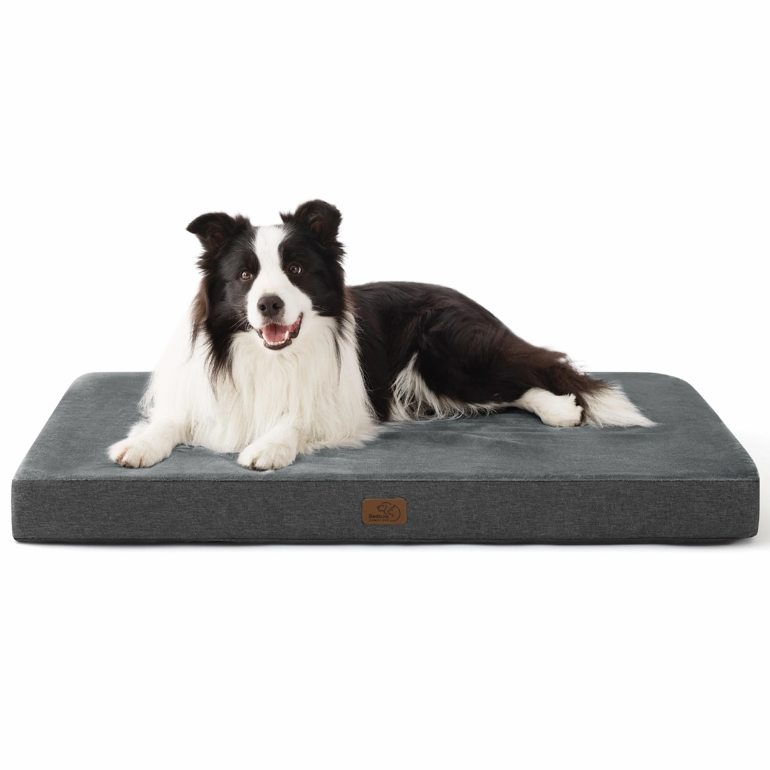 Bedsure Cuscino per cani in memory foam ortopedico, letto per cani interno lavabile antiscivolo, grigio 89x56x8 cm