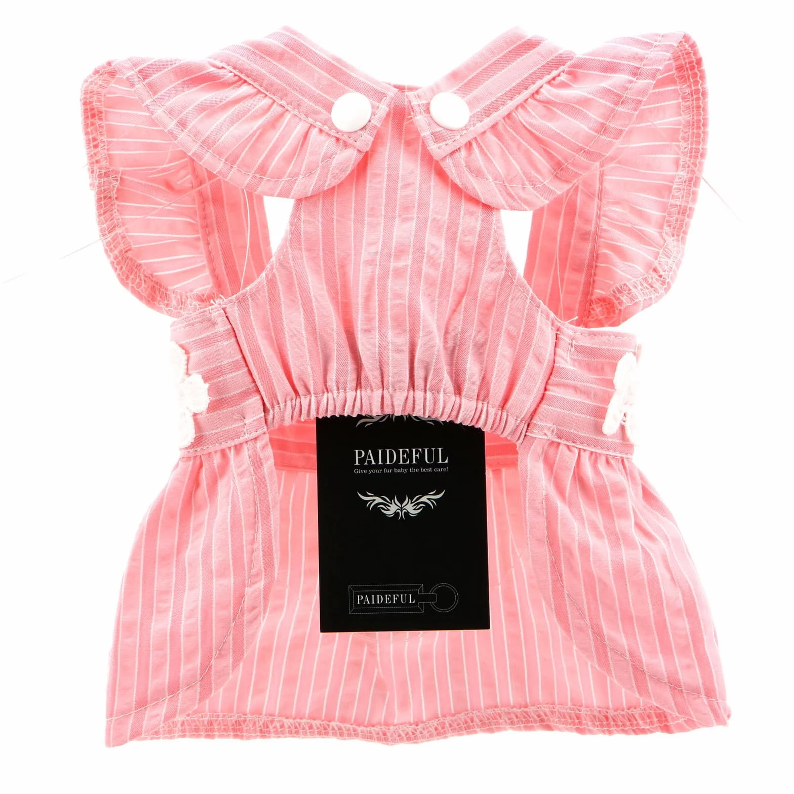 PAIDEFUL Vestito Elegante per Cane Piccolo - Design Estivo a Righe con Ricamo di Fiori, Cinturino, Bottoni - Abbigliamento Fresco da Principessa per Animali Domestici, Costume da Chihuahua