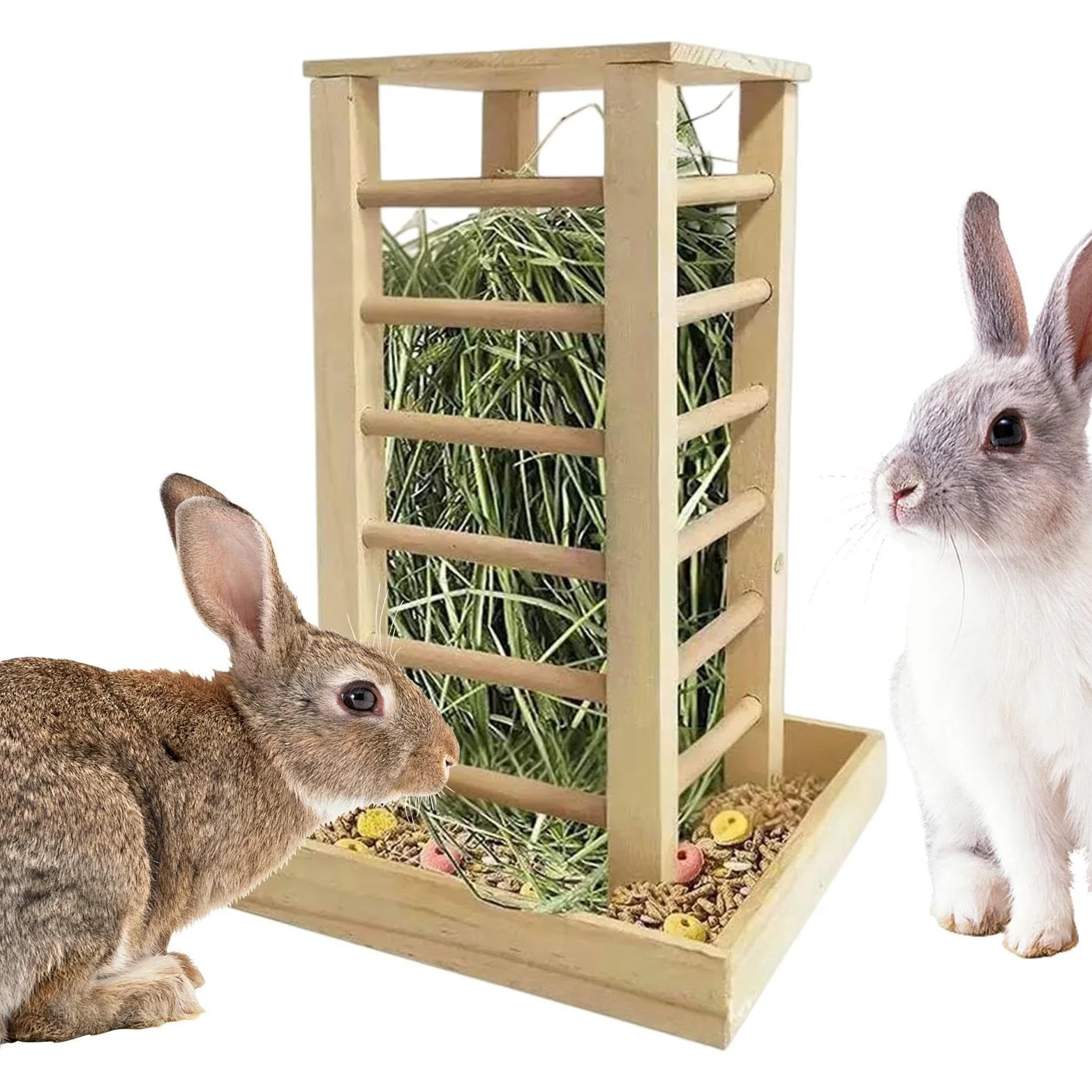 Mangiatoia Per Conigli Porta Cibo In Legno Multifunzionale Per Piccoli | Distributore Per Fieno Per Conigli Per Ricci Coniglietti Piccoli Animali Domestici Furetti Cincillà