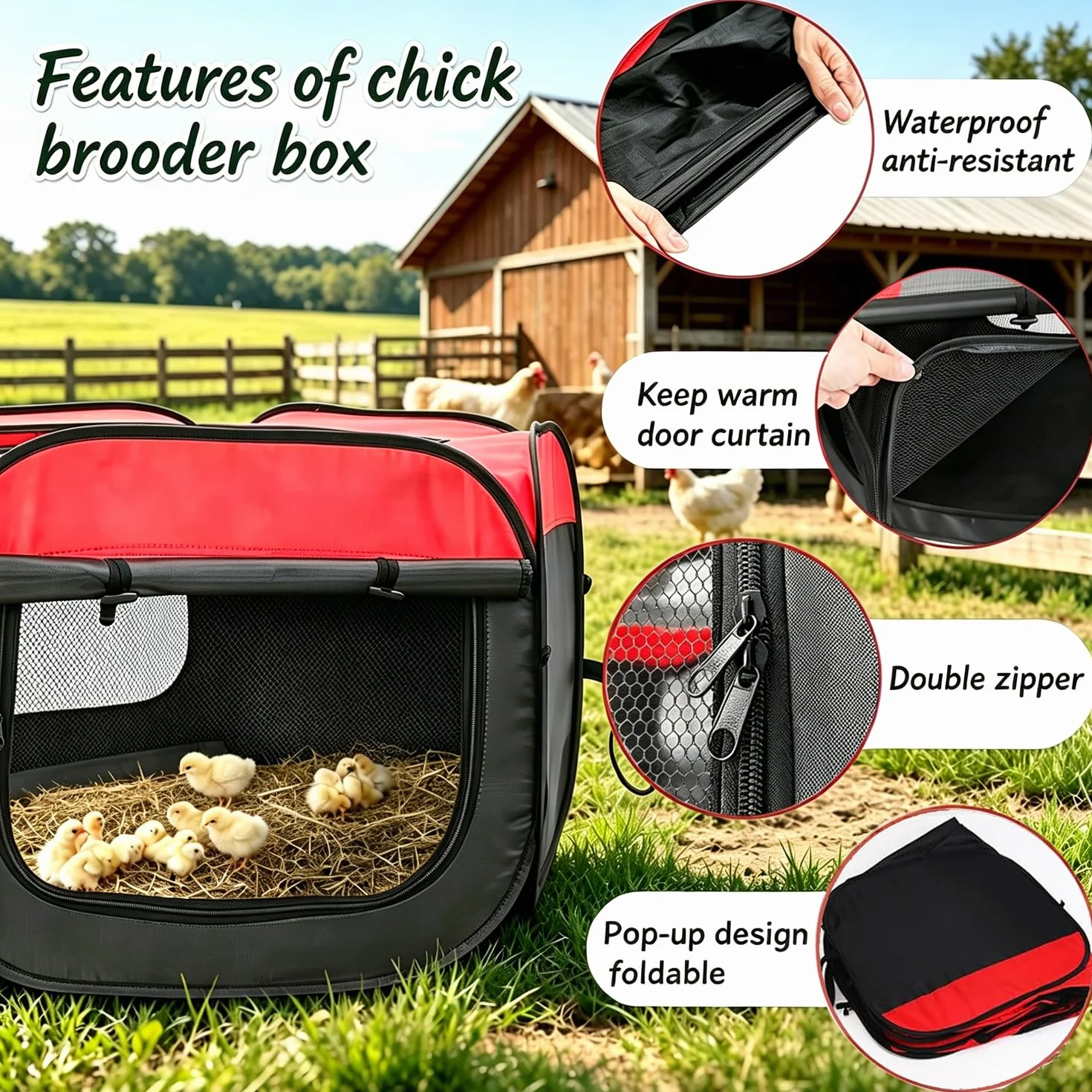MEISO Recinto per Animali Domestici, Recinto per Cani da Interno Pieghevole, Box Traspirante Portatile per Gatti Conigli Cuccioli, Incubatrice per Pulcini, per Interni ed Esterni Viaggi e Campeggio