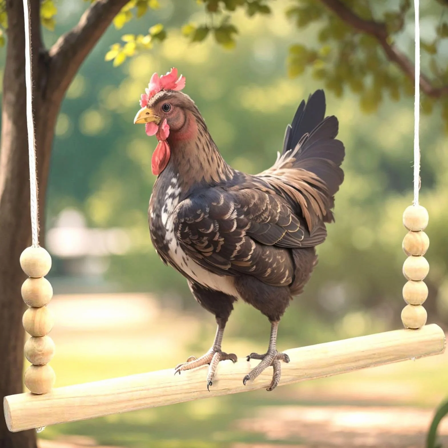 Altalena Per Galline Posatoio In Legno Naturale Stabile Interattivo Arricchimento Riposo Pappagalli