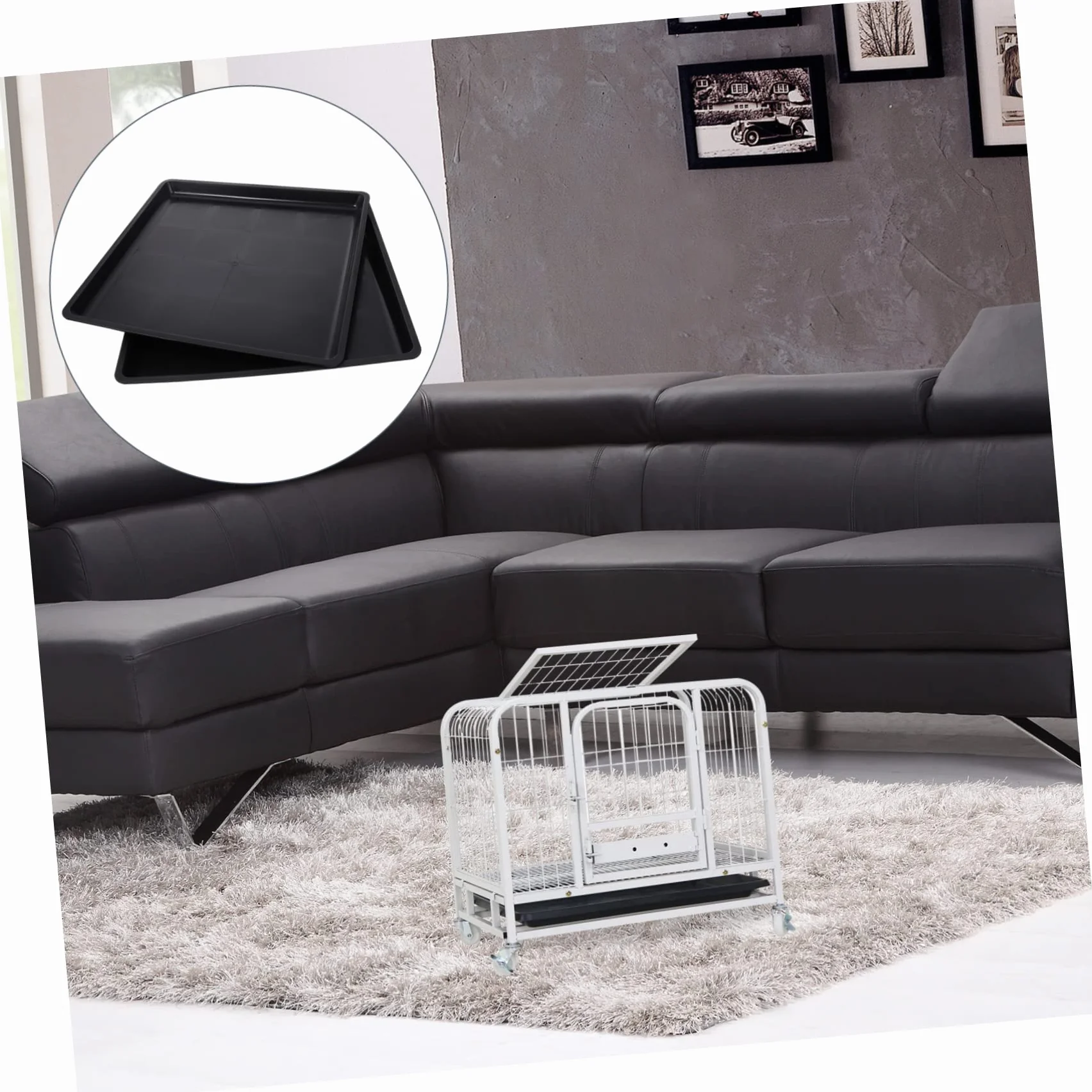 SUPVOX 2 Pezzi Vaschetta per Cassetta Igienica per Animali in Plastica Nero 38x38x2,5cm Antiruggine