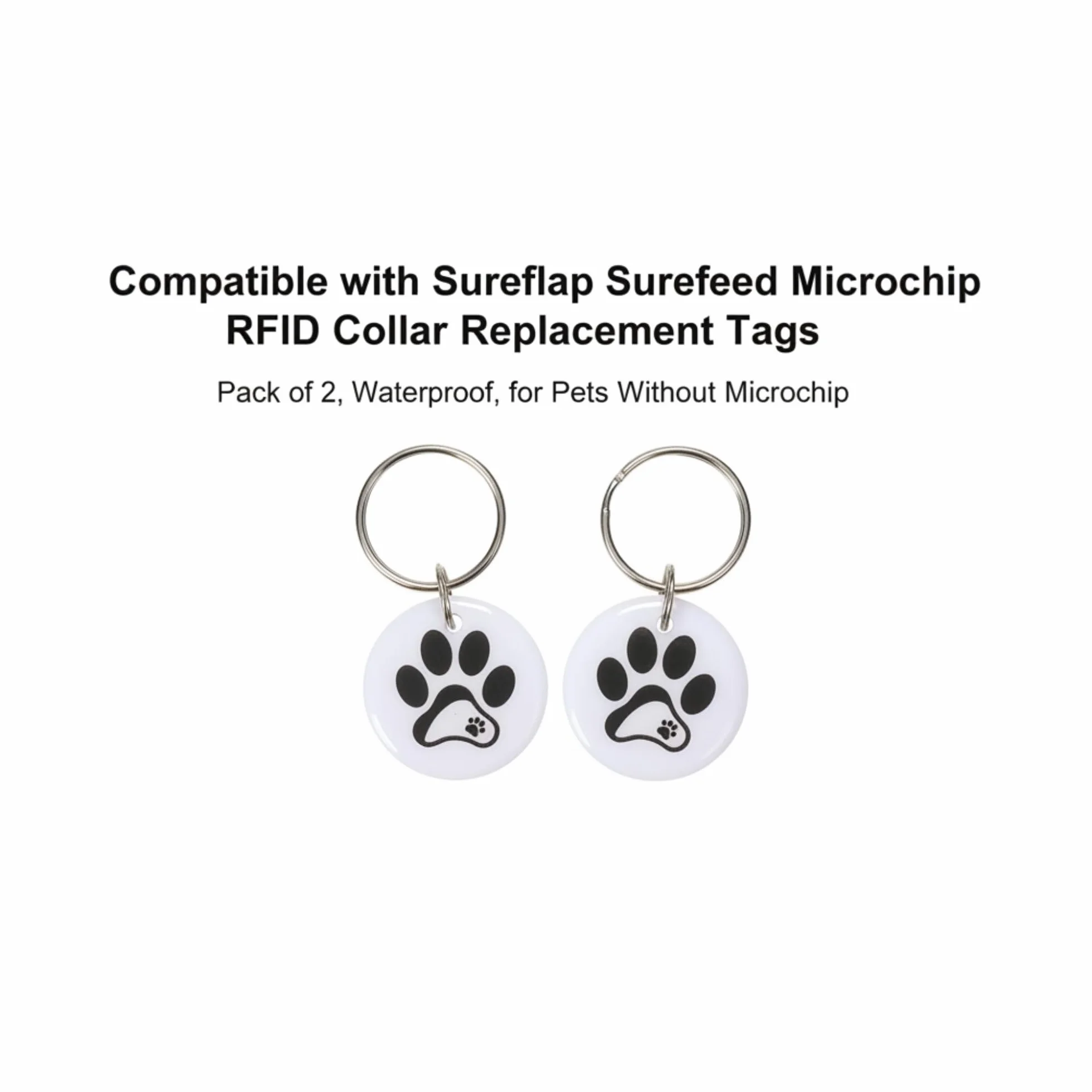 Compatibile con il collare RFID Sureflap Surefeed Microchip - Set di 2 medaglioni di ricambio impermeabili per animali domestici - Senza microchip (Bianco)