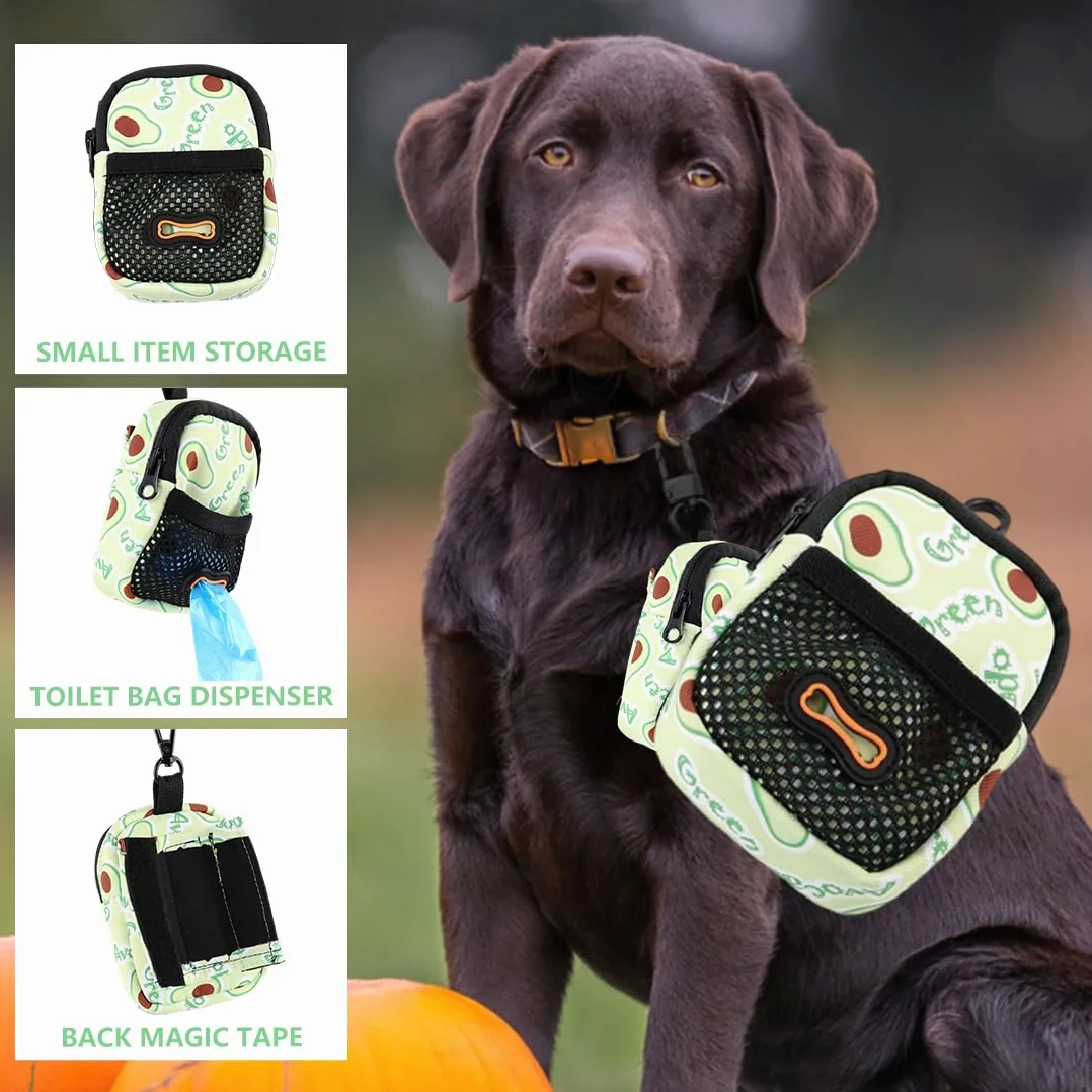 Mini borsa snack cani – tracolla impermeabile con erogatore di sacchetti, 8×10×3,5 cm