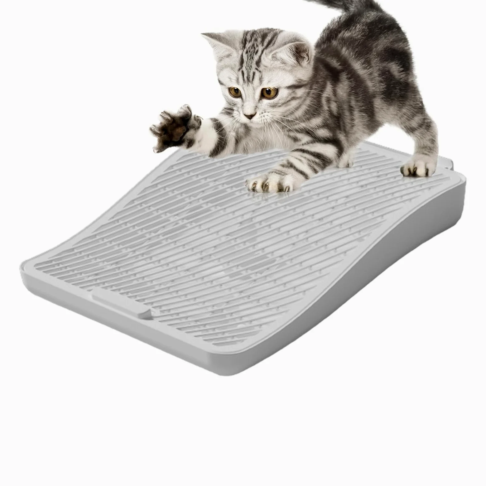 Rampa per lettiera per gatti, gradino regolabile in altezza, funzione di | cattura con design compatto, accessorio professionale per animali domestici per balcone, terrazza, attrezzatura moderna con