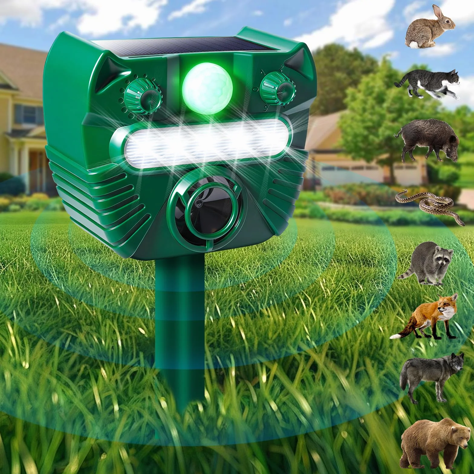 Repellente Gatti,Ultrasuoni per Gatti,Ricarica solare e USB - Frequenza Regolabile - Impermeabile,uovo Ultrasuoni Solare Repellente Gatti Repeller per Piccioni,Uccelli,Cani,Topi,Volpi