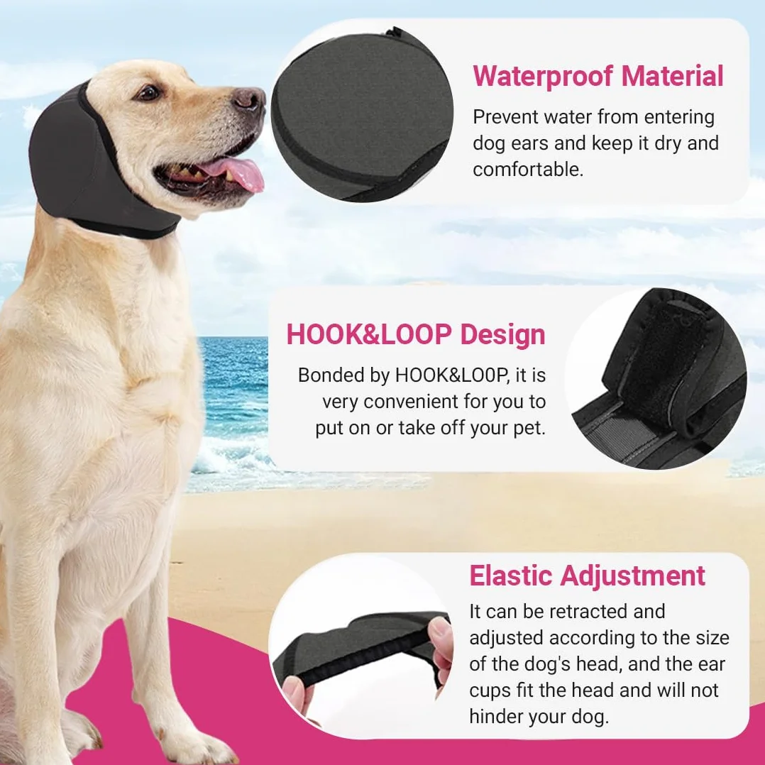 Paraorecchie Cane Impermeabile Nuoto Estivo Riduzione del Rumore Cuffia Cane Grigio M