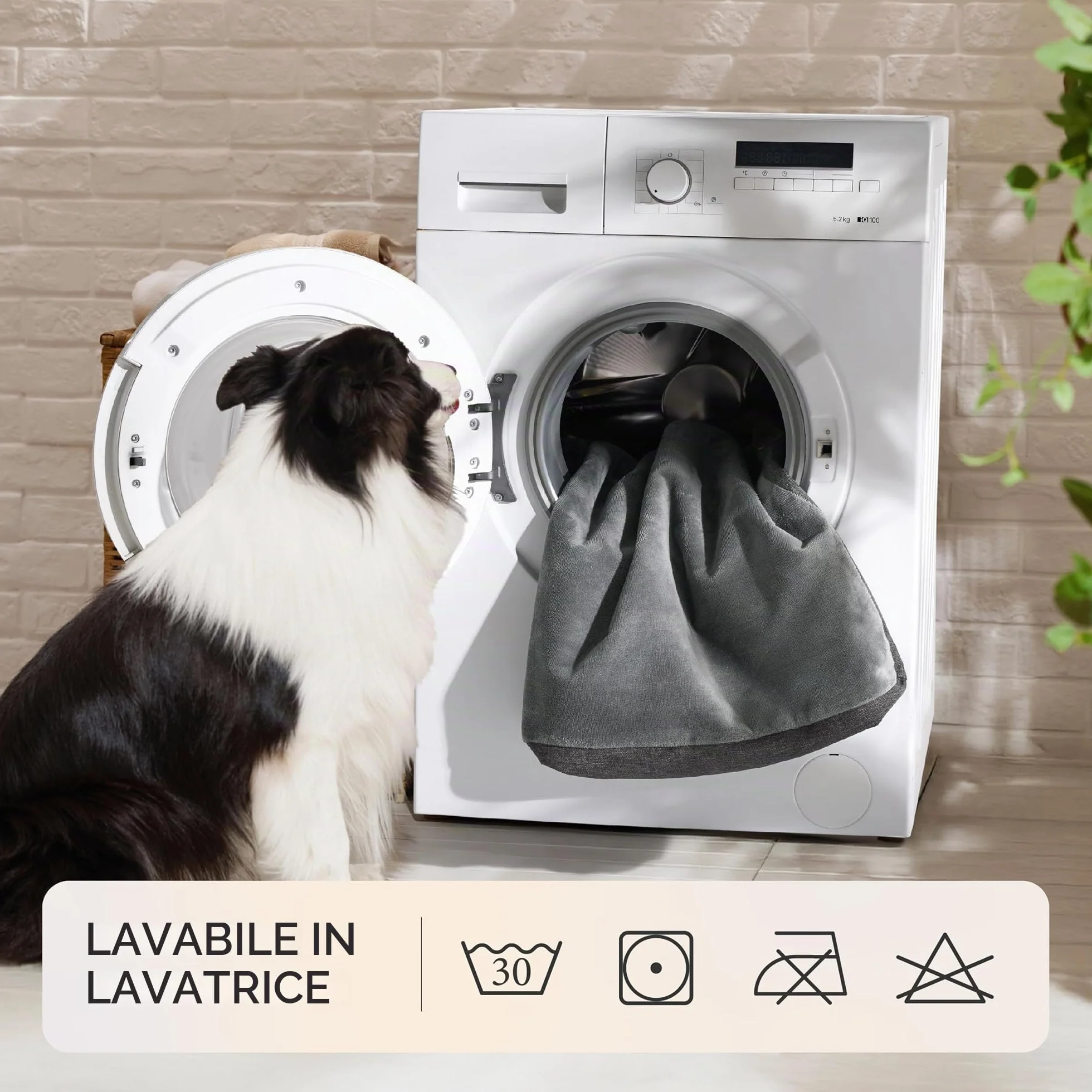 Bedsure Cuscino per cani in memory foam ortopedico, letto per cani interno lavabile antiscivolo, grigio 89x56x8 cm