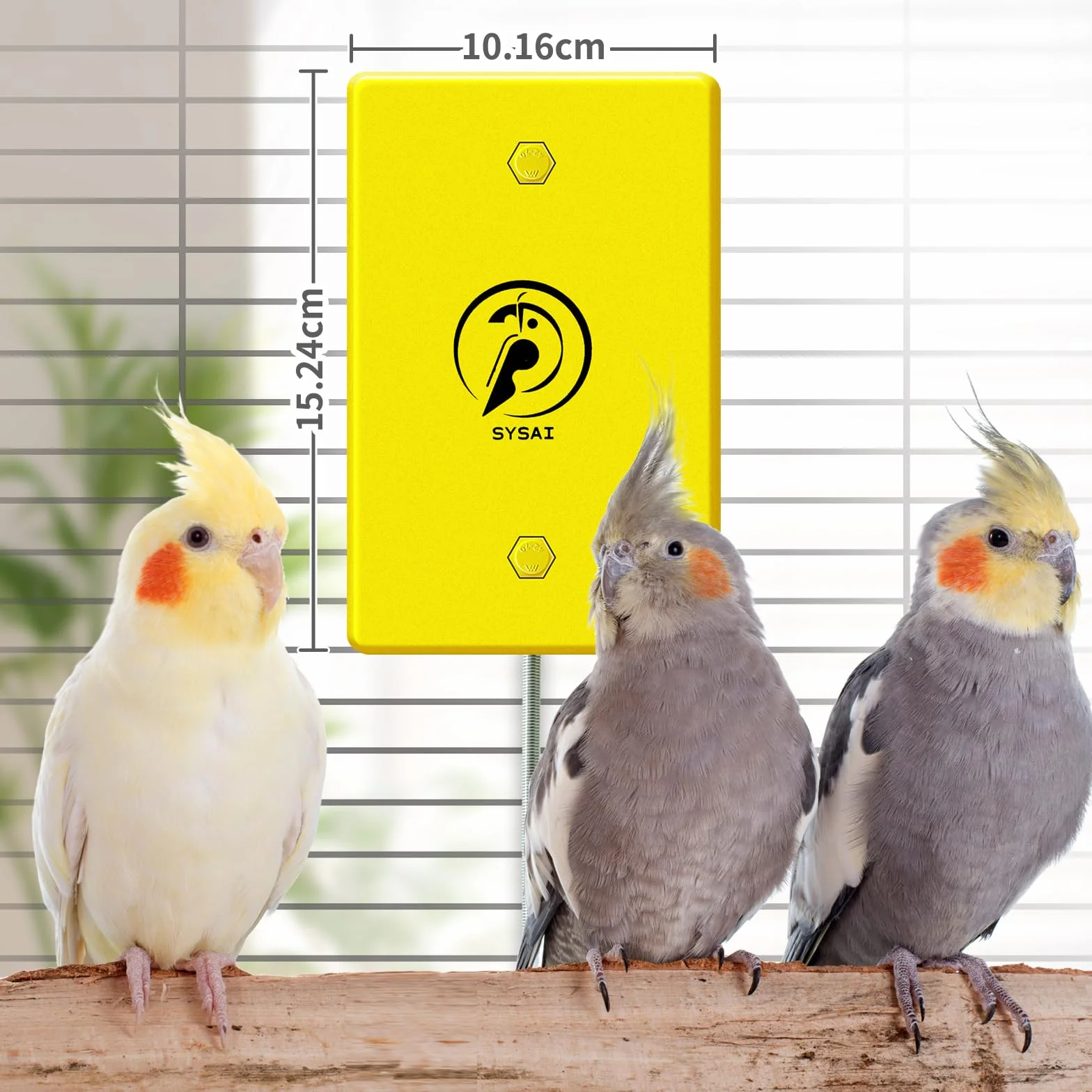 SYSAI Riscaldatore per uccelli & Snuggle-Up per gabbia, 10 x 15 cm – regolabile 40 °C/45 °C per pappagallini ondulati, parrocchetti, conures e piccoli uccelli