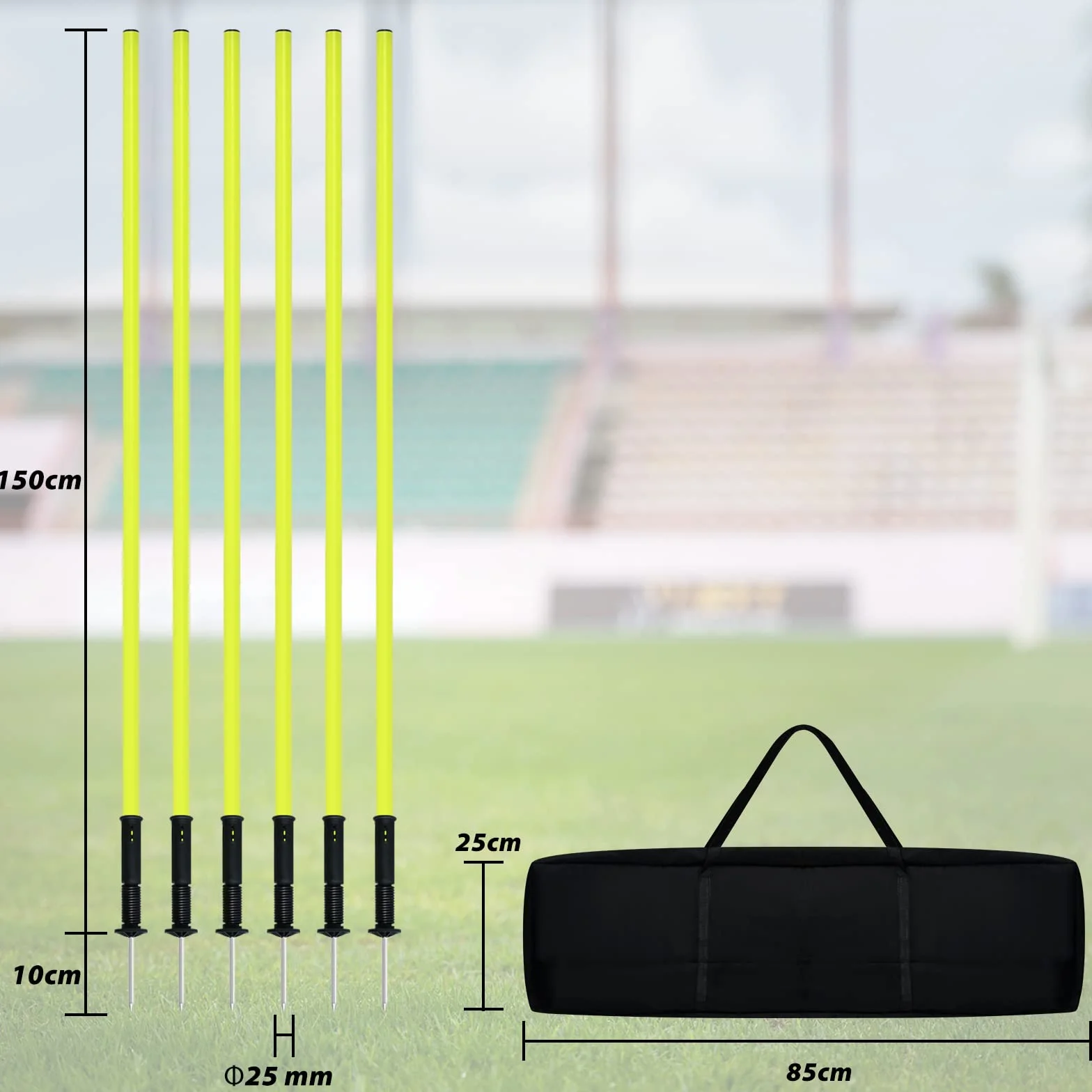FIVMEN Slalom Agility Set di 6 Aste da Calcio con Punte in Acciaio e Borsa per il Trasporto