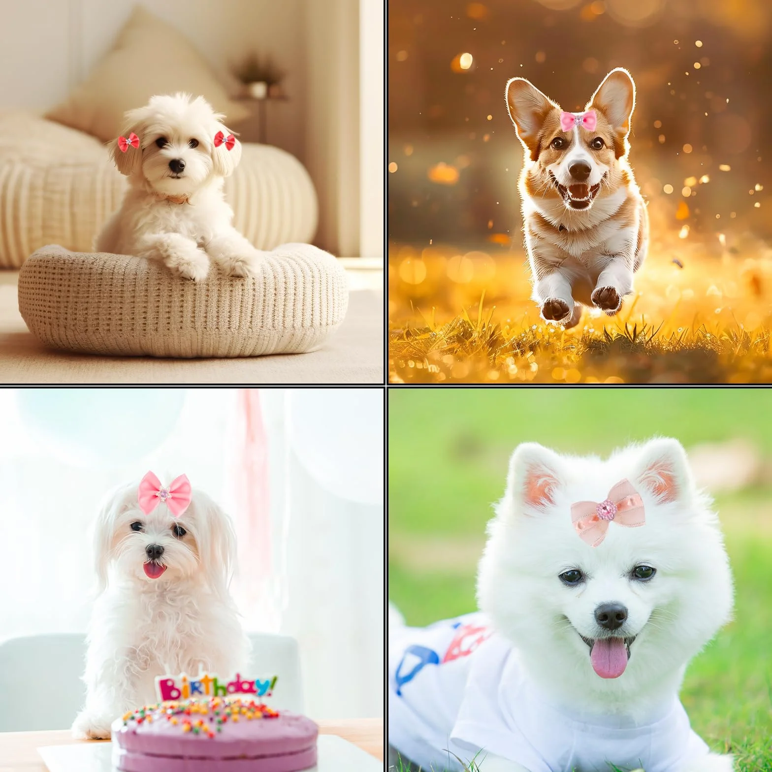 PEUTIER 20pz Fiocchi per Cani con Elastici, Dog Bow Stili Multipli Fiocchi per Capelli per Cani Graziosi Accessori per la Toelettatura per l'Uso Quotidiano degli Animali Domestici Durante Le Vacanze