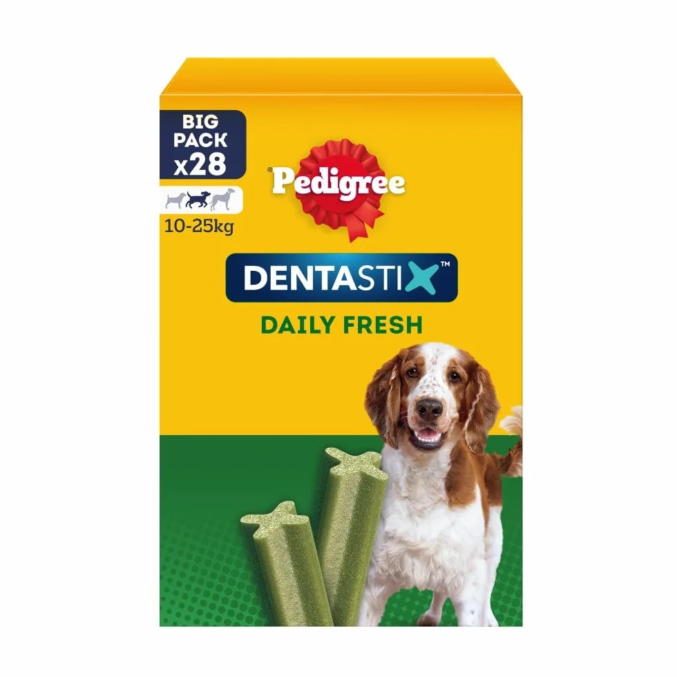 Pedigree Dentastix Fresh 112 Snack per la Igiene Orale (Cane Medio 10-25 kg) 180 g 28 Pezzi - 4 Confezioni da 28 (112 Pezzi totali)