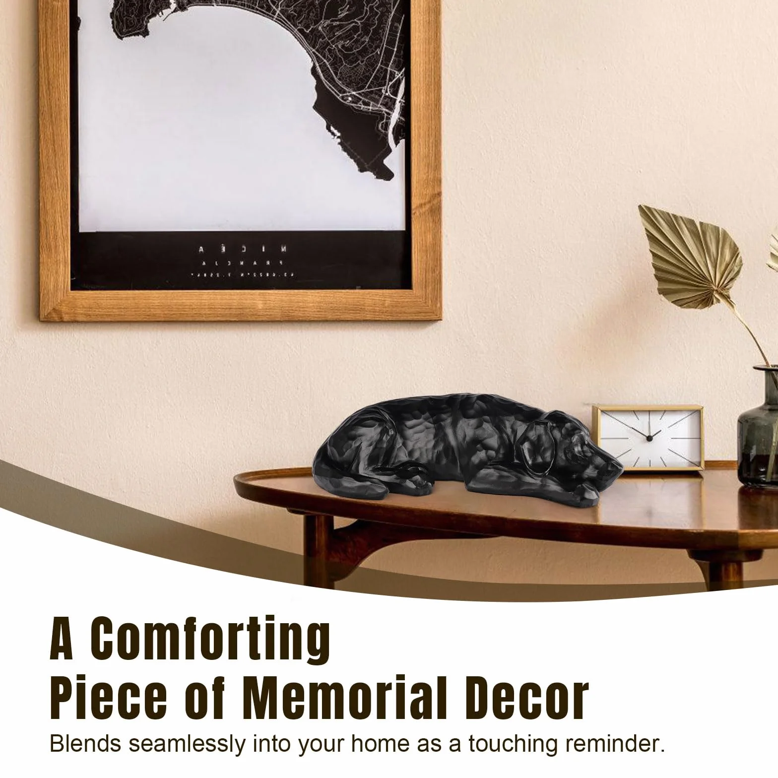 Regalo commemorativo per cani - Urna per ceneri in resina scolpita, regalo di simpatia per la perdita di un cane, ricordo commemorativo per animali domestici (Nero)