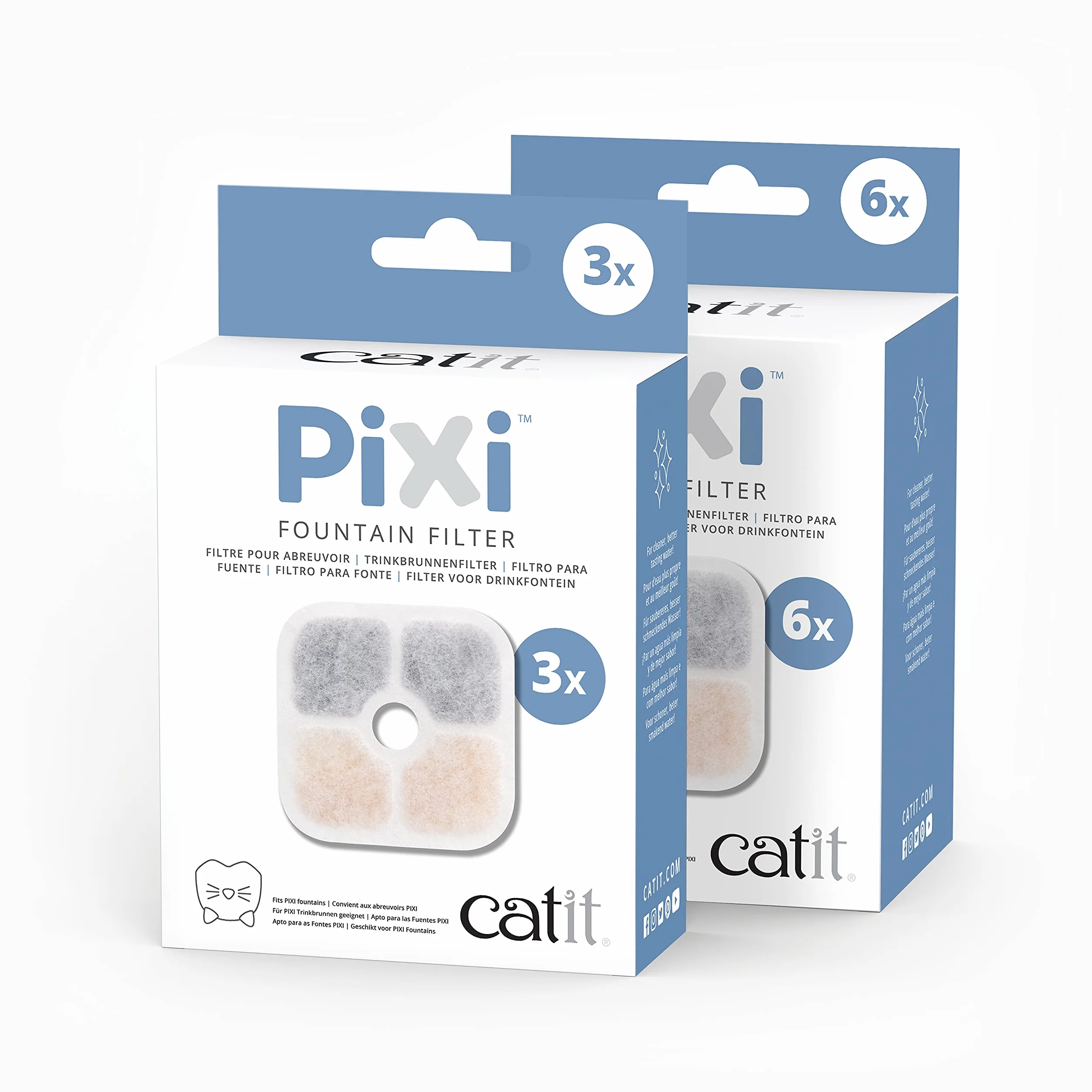 Catit Pixi - Filtro di ricambio per fontana Catit Pixi, confezione da 6