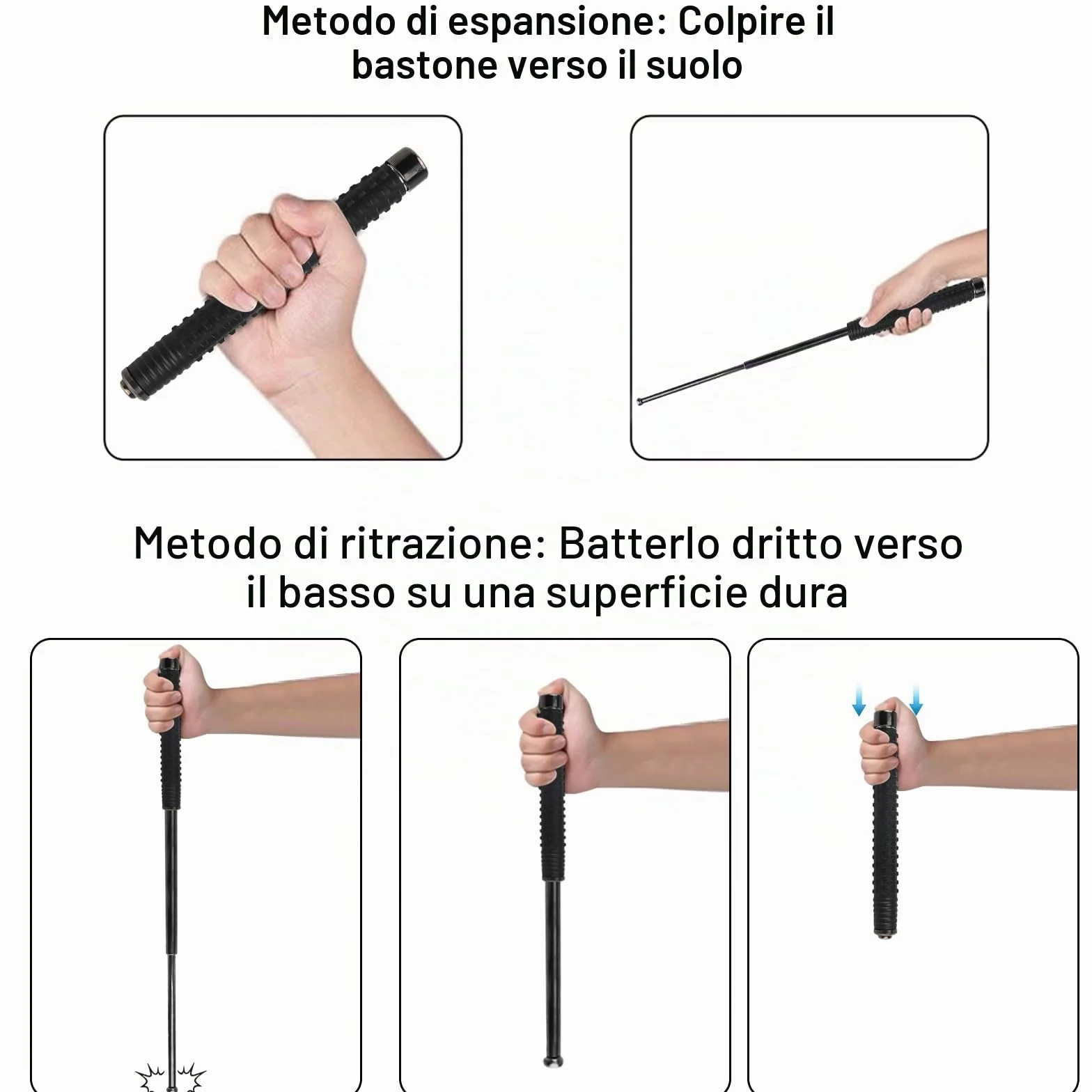 Bastone da Escursionismo Telescopico Pieghevole 64cm Antiscivolo Trekking Campeggio Alpinismo Sci Nero