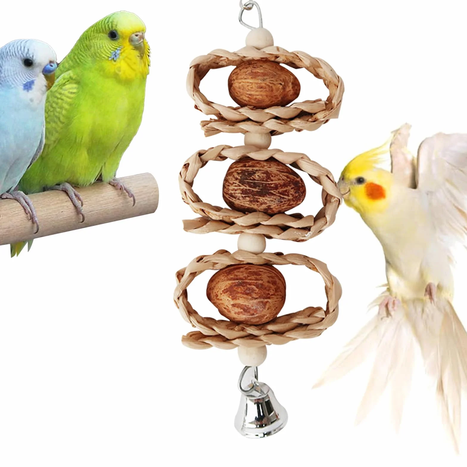 Giocattolo da Masticare per Pappagalli, 5 Pezzi per Uccelli, Cockatiels e Pappagallini