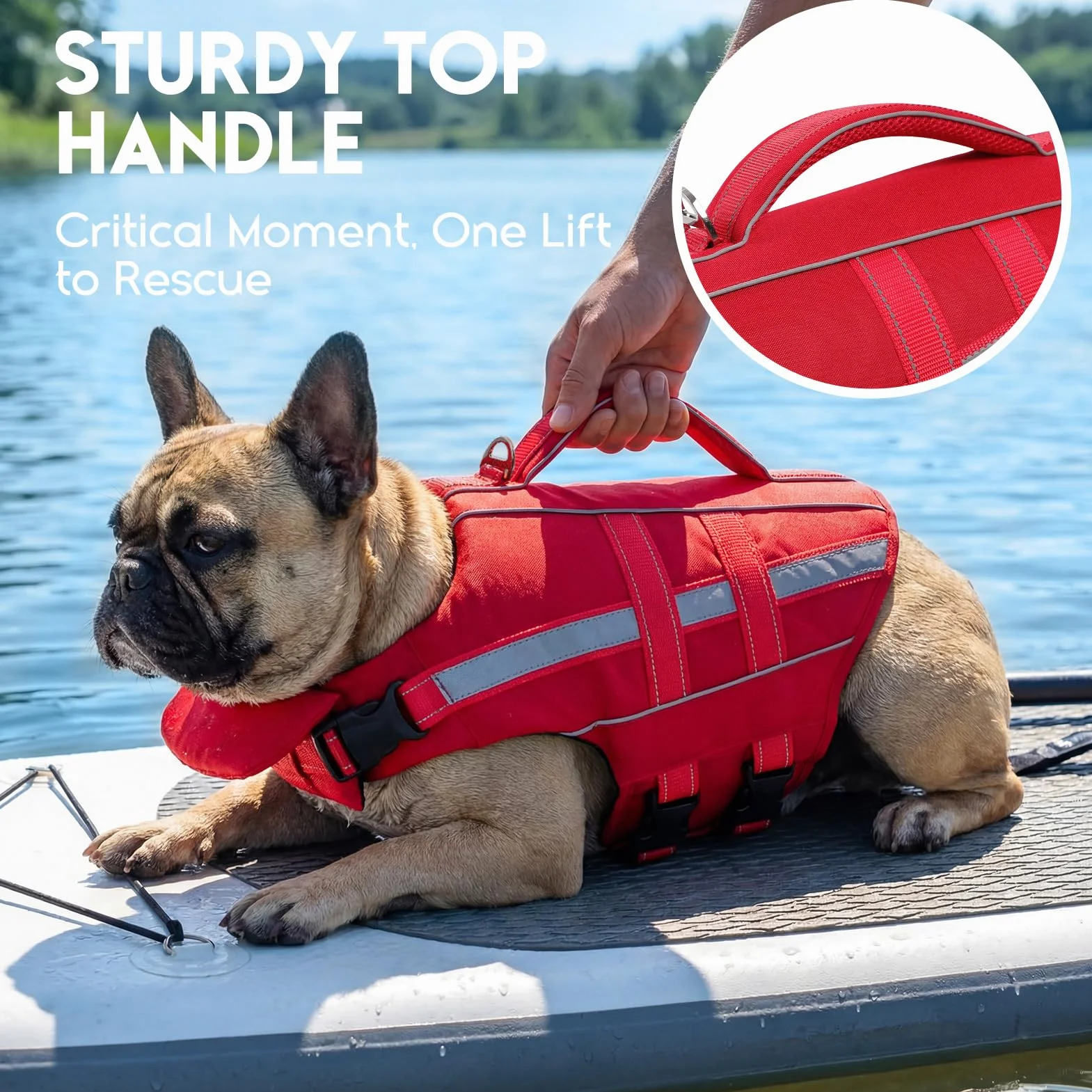 ASENKU Salvagente per Cani Giubbotto Salvataggio Taglia Piccola Media Grande Gilet Galleggiante Sicurezza con Maniglia e Anelli D per Nuoto Piscina Spiaggia Barca XS