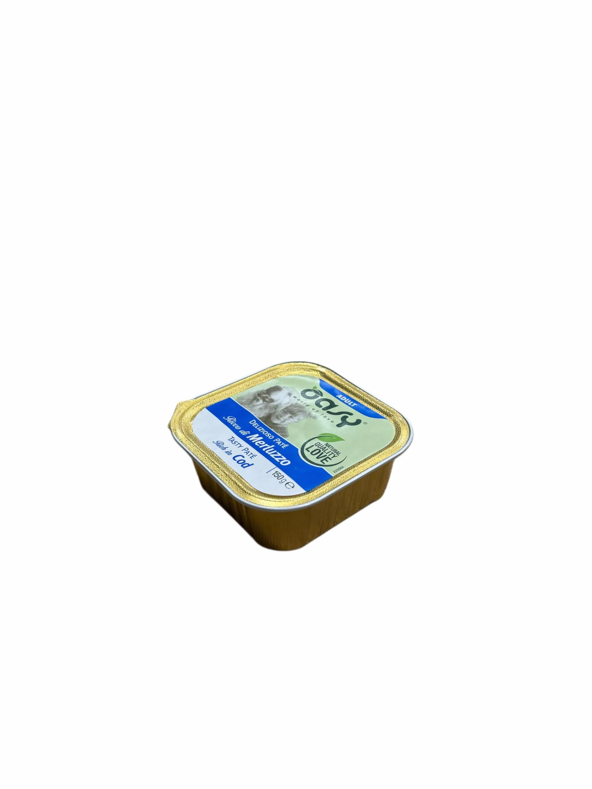 Oasy delizioso patè per cani adulti di tutte le taglie, gusto MERLUZZO | 11 vaschette da 150 grammi l'una.