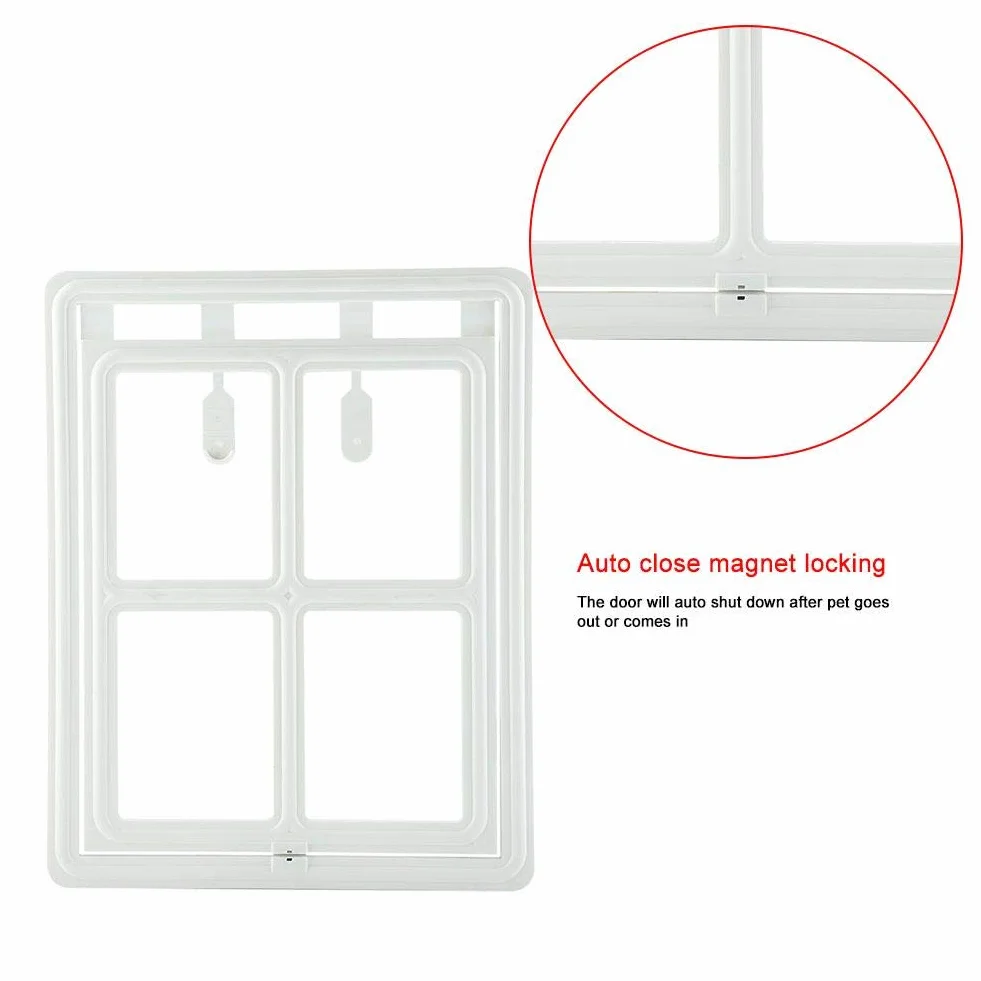 Porta per cani e animali domestici in plastica con chiusura magnetica per finestra cancello XL bianco