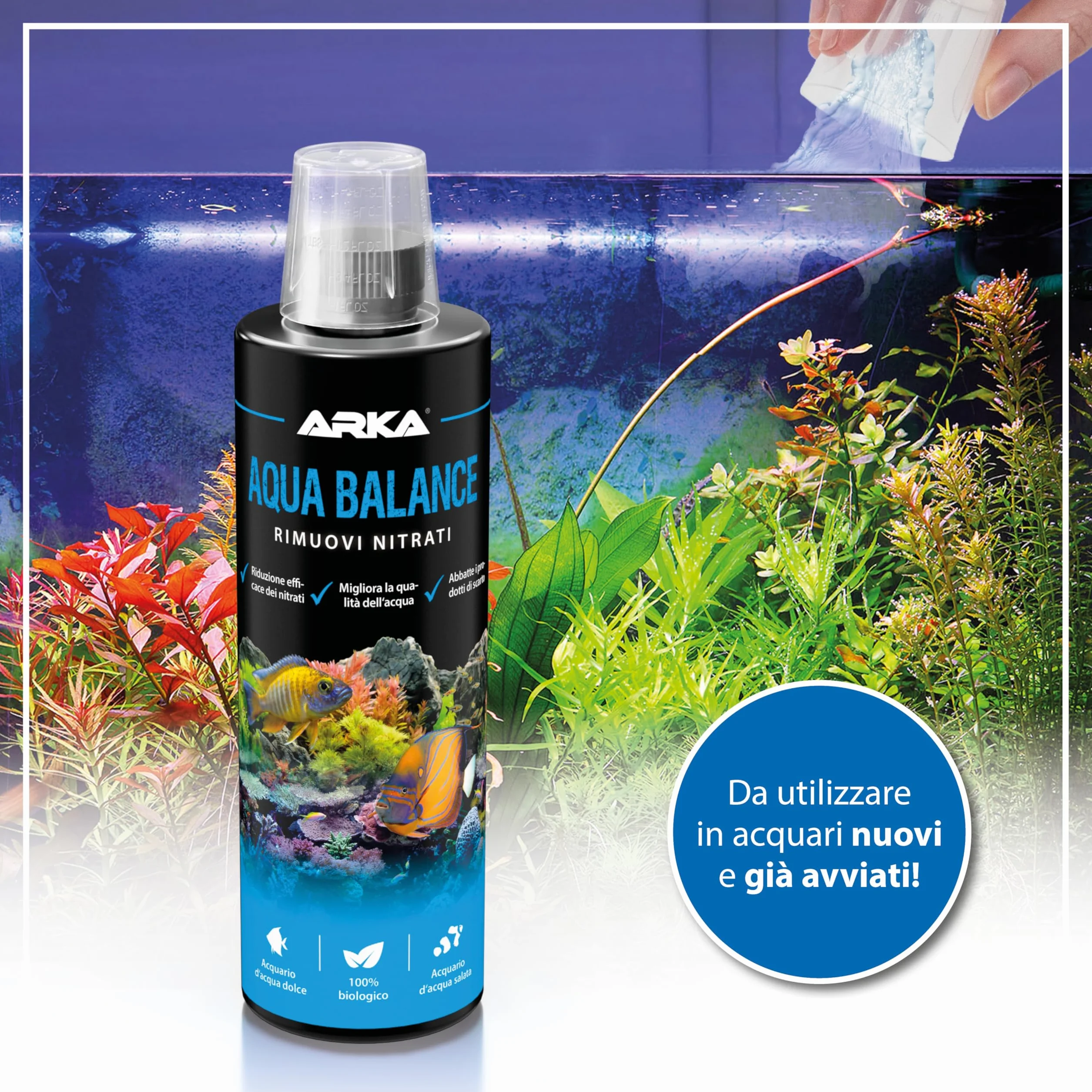 Elimina nitrati acquario 118 ml – MICROBE-LIFT Aqua Balance – contro torbidità e alghe – batteri vivi naturali – migliora equilibrio biologico – per nano acquari, dolce e marino – ARKA