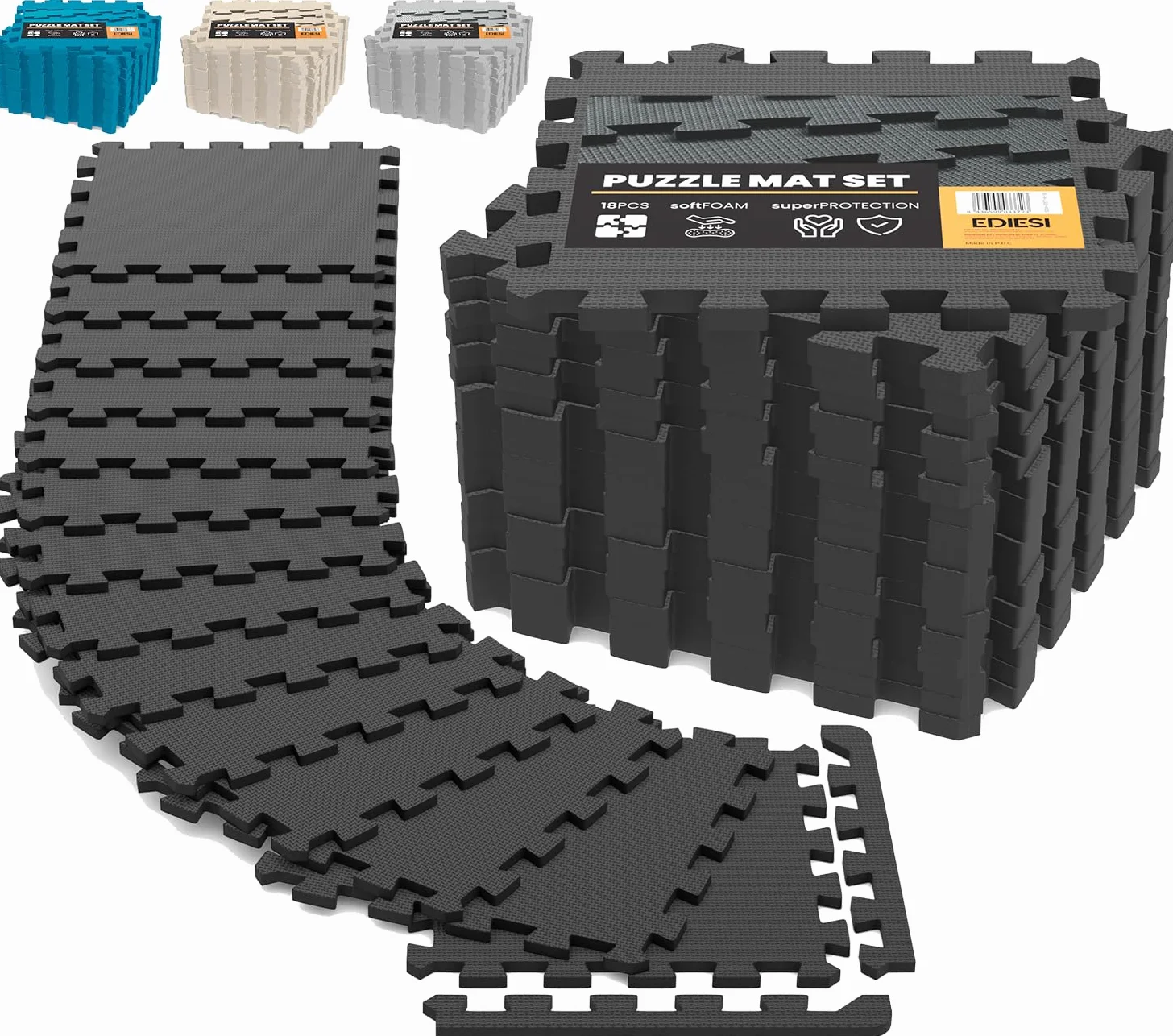 Ediesi, Tappeto Palestra, Tatami, Pavimento Gommato Palestra, Home Gym, Atrezi Palestra Casa, Tappeto per Piscina Fuori Terra, Puzzle
