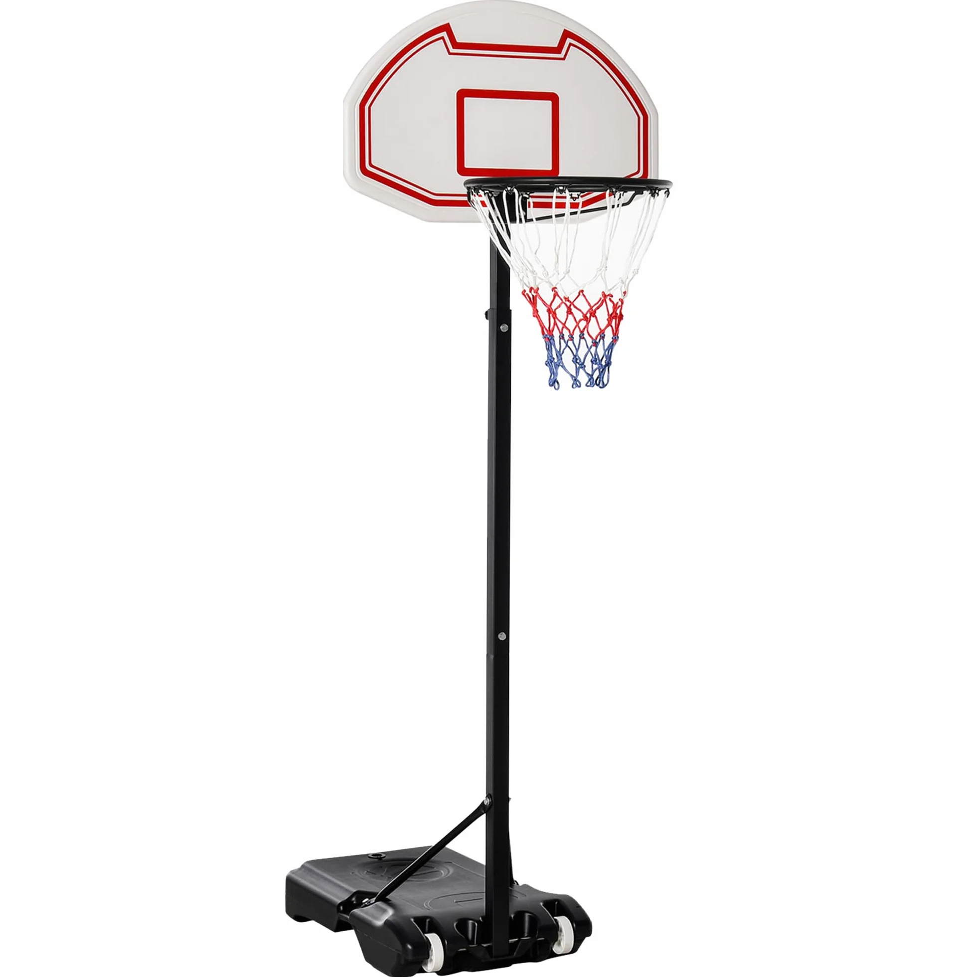 HOMCOM Canestro da Basket da Esterno con Supporto e Altezza Regolabile in Acciaio, 73x49x194-249 cm