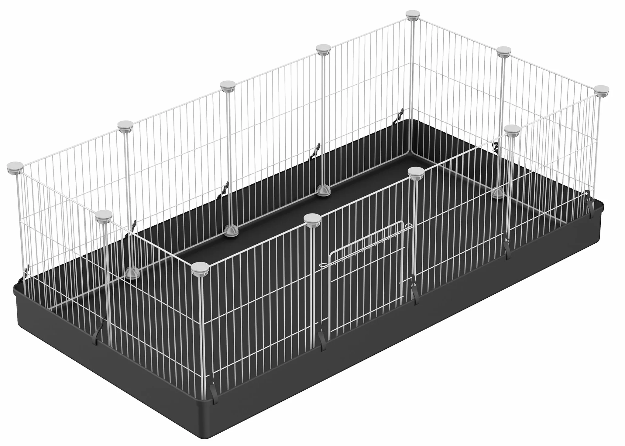 PILIN Recinto per piccoli animali, recinto per animali domestici con porta, gabbie per porcellini d'India, recinto in filo metallico portatile per interni ed esterni 43x32 12pz