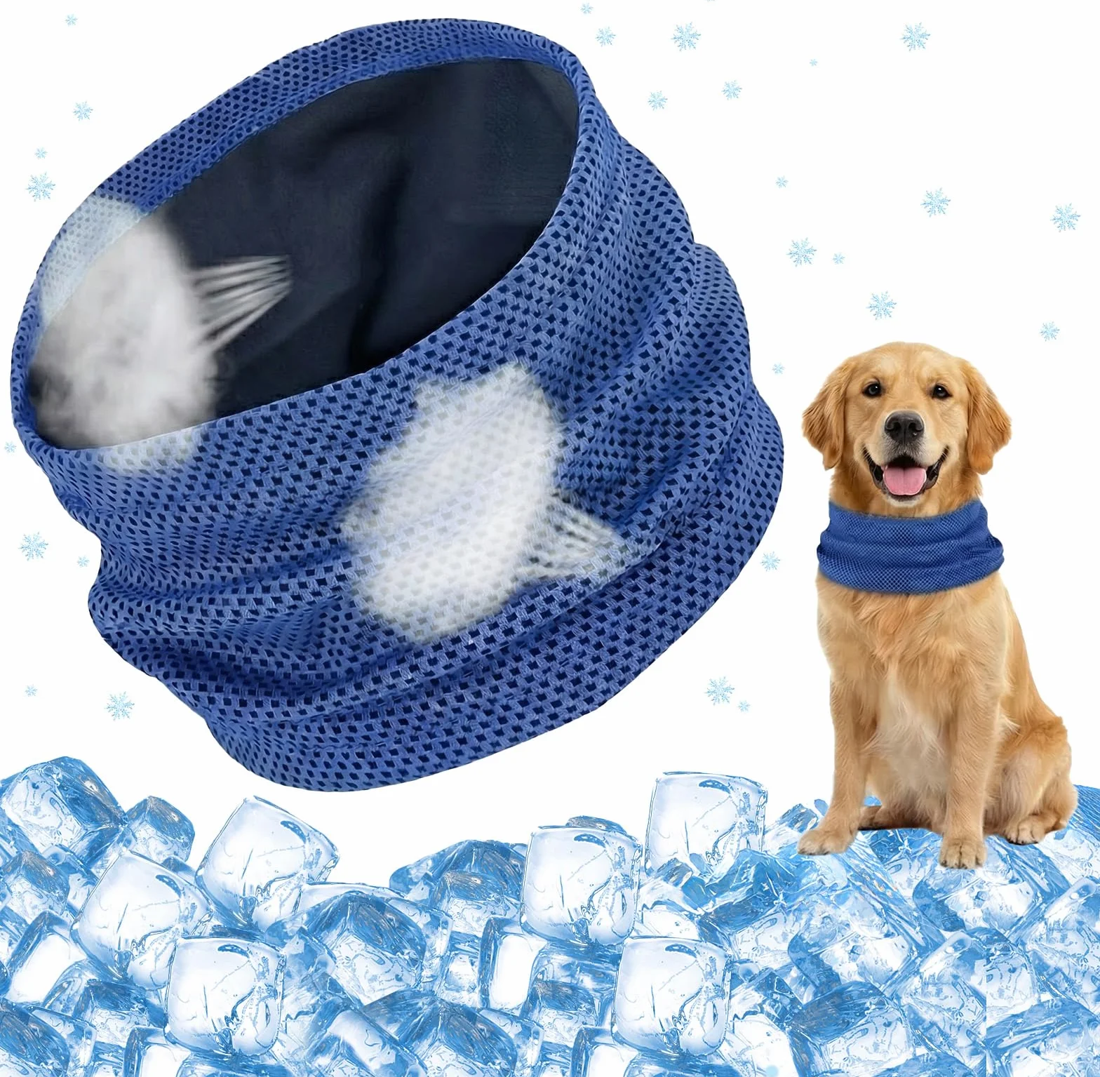 Bandana Rinfrescante per Cani, Collare di Raffreddamento per Cani, Collare Rinfrescante per Cani, Bandana Rinfrescante per Animali Domestici, Riutilizzabile, per Animali in Estate 55 x 16 CM