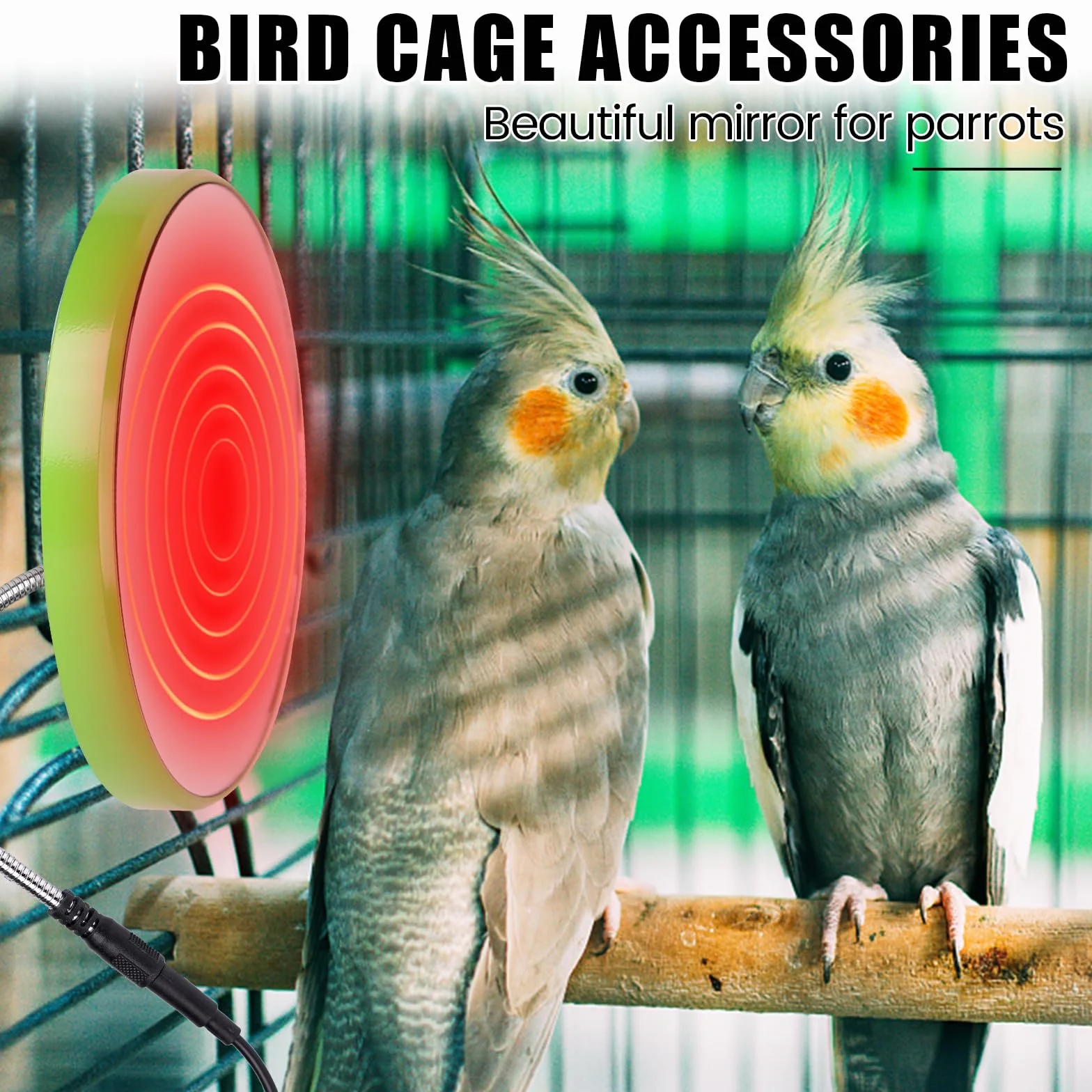 Riscaldatore Per Gabbia Per Uccelli Con Specchio, Riscaldamento Rapido Per Uccelli Da 18 W, Termostato Scaldapappagalli, Accessori Per Gabbie Per Uccelli Caldi Per Cacatua, Pappagalli, Verde