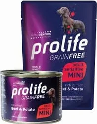 Prolife dog sensitive grainfree adult mini MANZO e PATATE 100g / 12 bustine da 100g l'una.