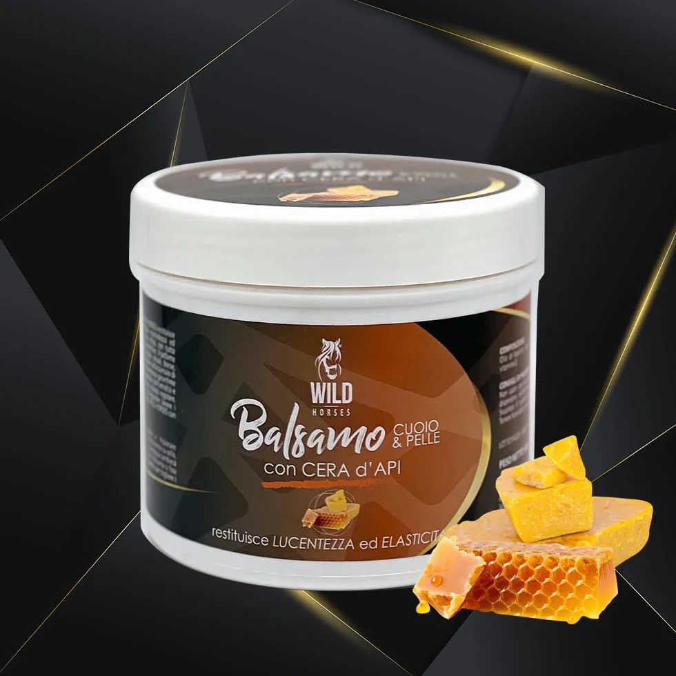 Wild Horses | Balsamo Cuoio & Pelle con Cera d'Api, Restituisce Lucentezza ed Elasticità, per Cuoio e Selleria, 500g, Made in Italy
