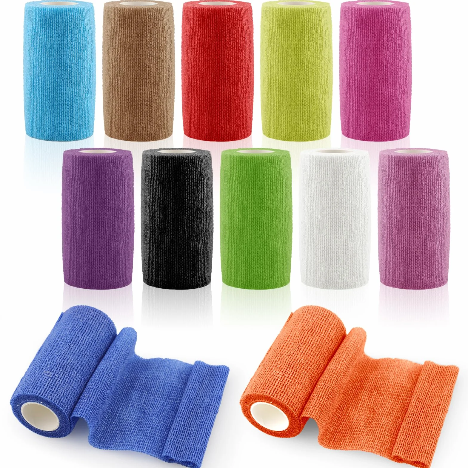 Benda elastica autoadesiva 12 rotoli 10 cm x 4,5 m per bendaggi sportivi