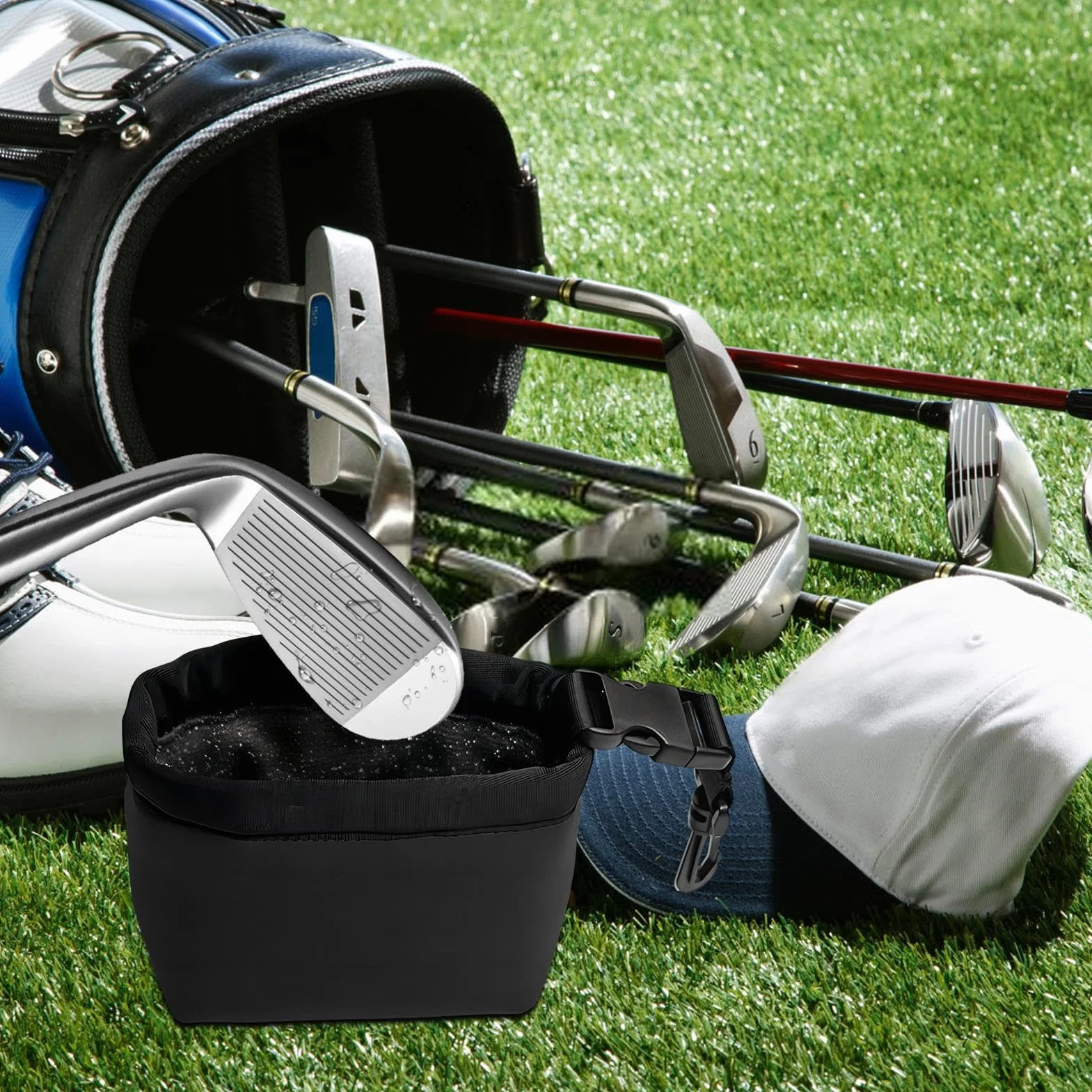 Sacca Per La Pulizia Delle Mazze Da Golf, Staccabile Portatile Multifunzionale, Nero
