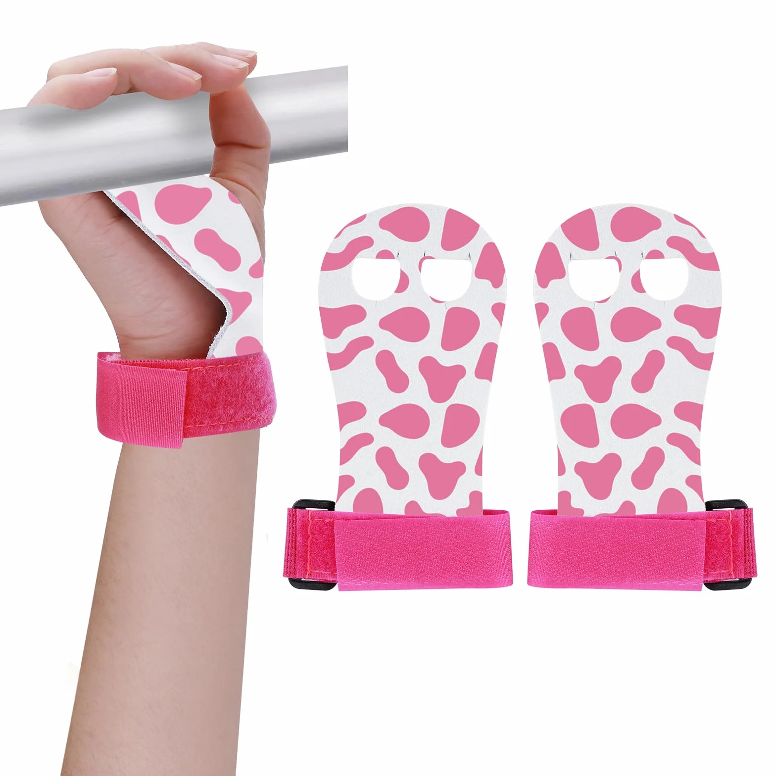 Abeillo Manopole per ginnastica per ragazze e giovani, impugnature per ginnastica atletica, guanti con stampa mucca, protezione per il palmo della mano, accessori sportivi per allenamento ed esercizio